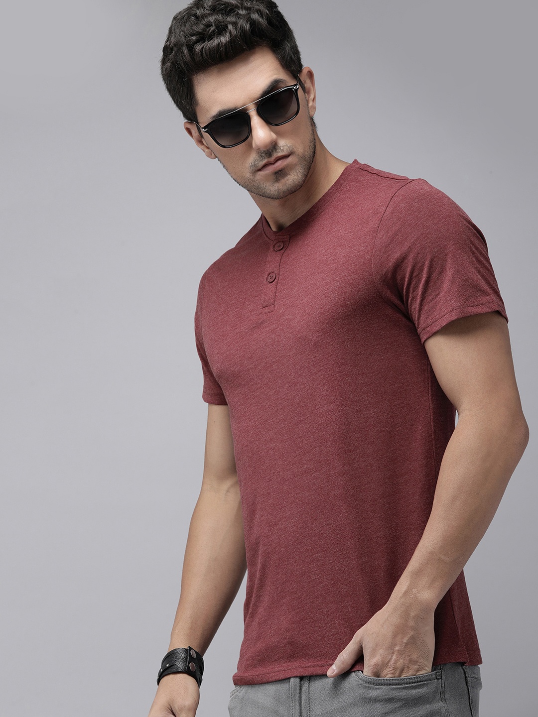

The Roadster Life Co. Henley Neck T-shirt, Red