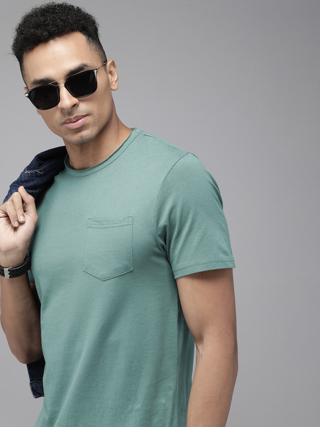 

The Roadster Life Co. Pure Cotton Pockets T-shirt, Teal