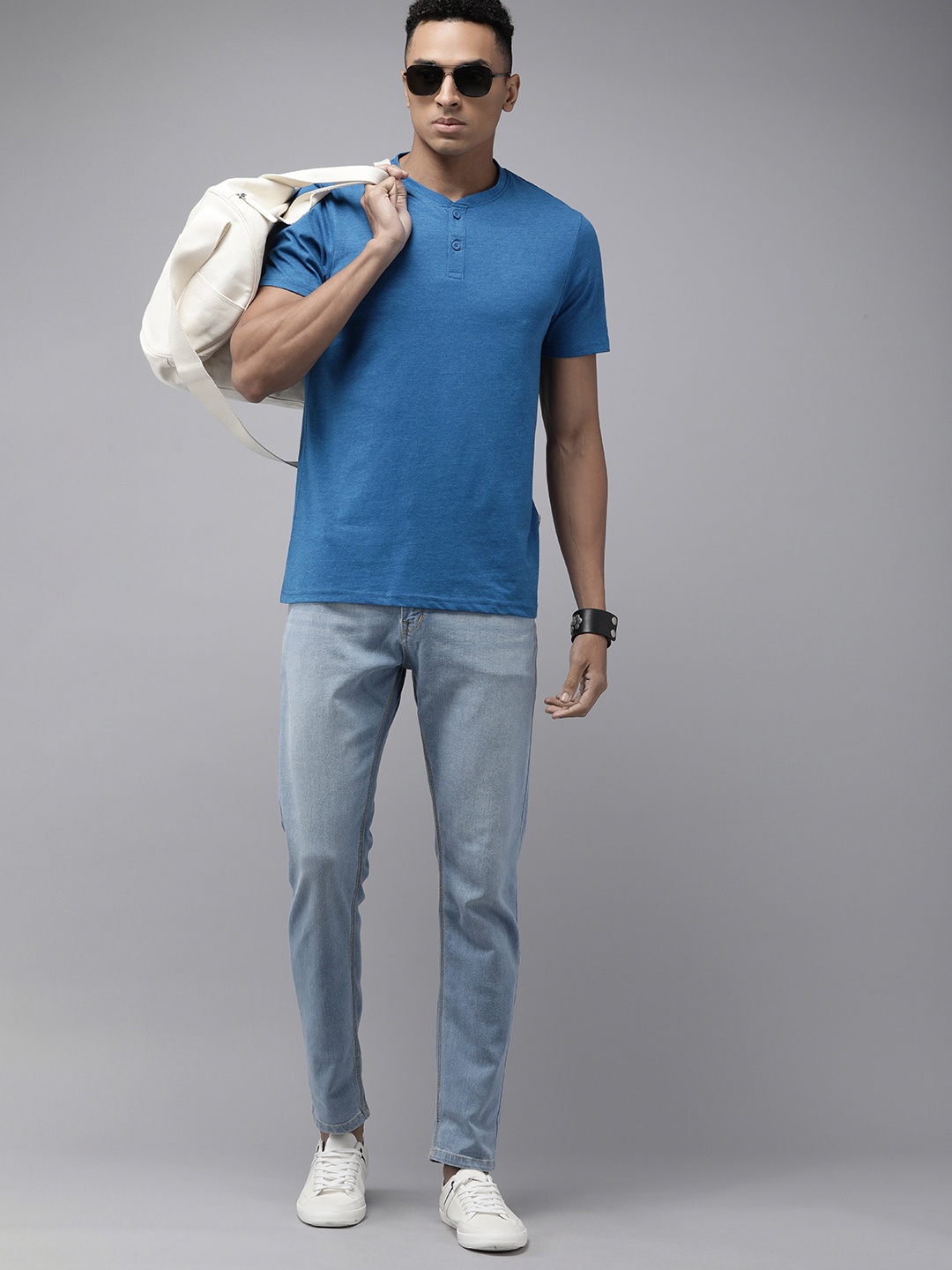 

The Roadster Life Co. Henley Neck Cotton Blend T-shirt, Blue