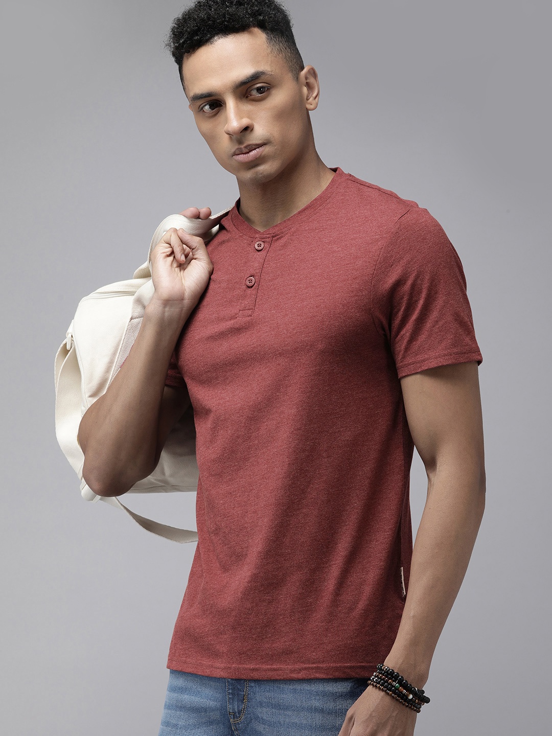 

The Roadster Life Co. Henley Neck T-shirt, Red