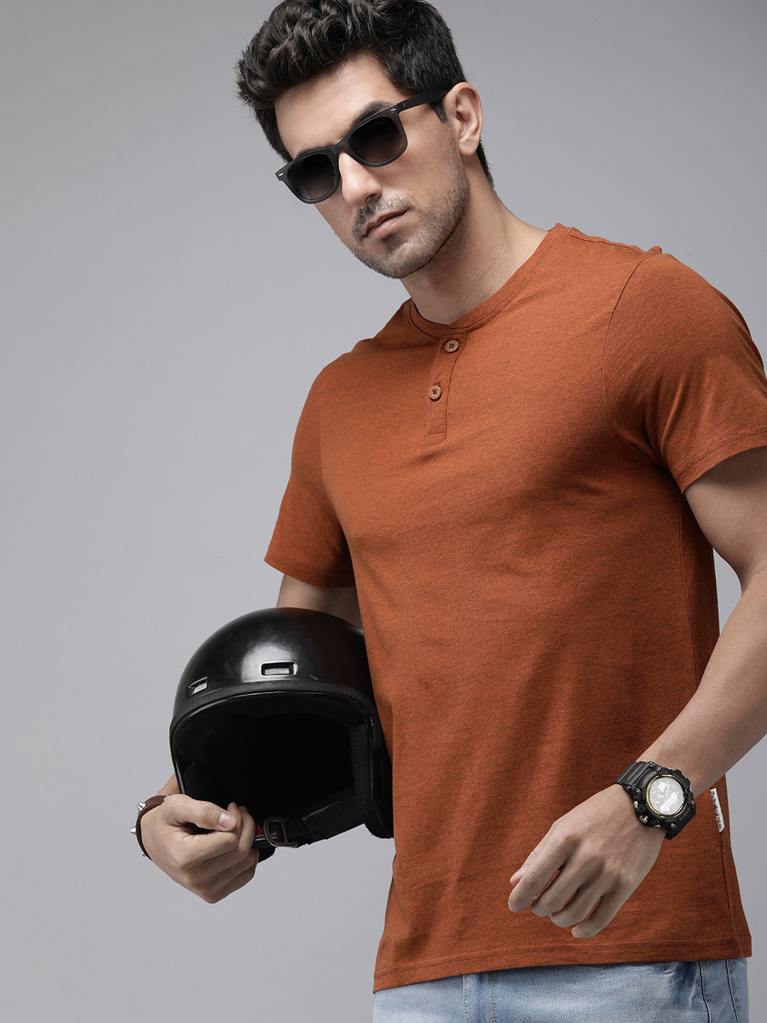 

The Roadster Life Co. Henley Neck T-shirt, Brown