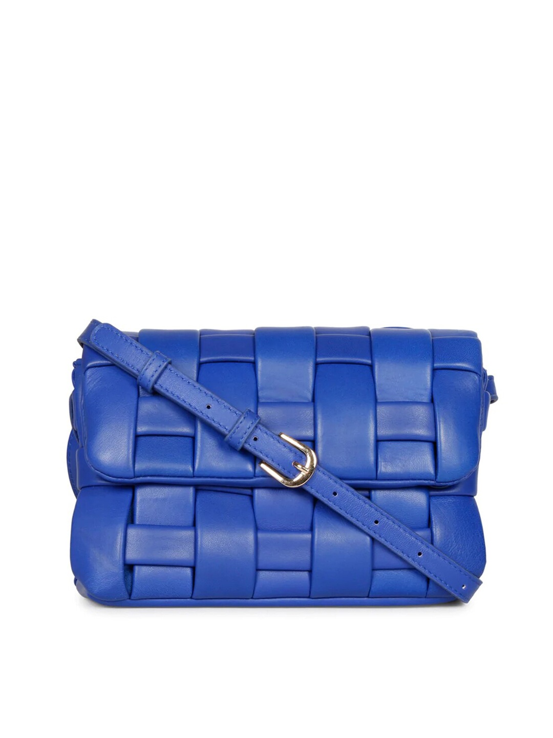 

Saint G Leather Structured Sling Bag With Quilted, Blue