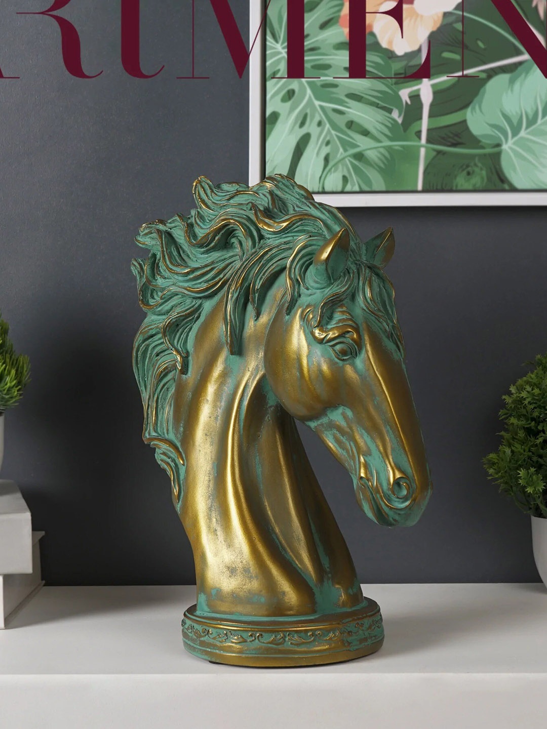 

THE ARTMENT Bronze-Toned Textured Horse Figurine Showpiece