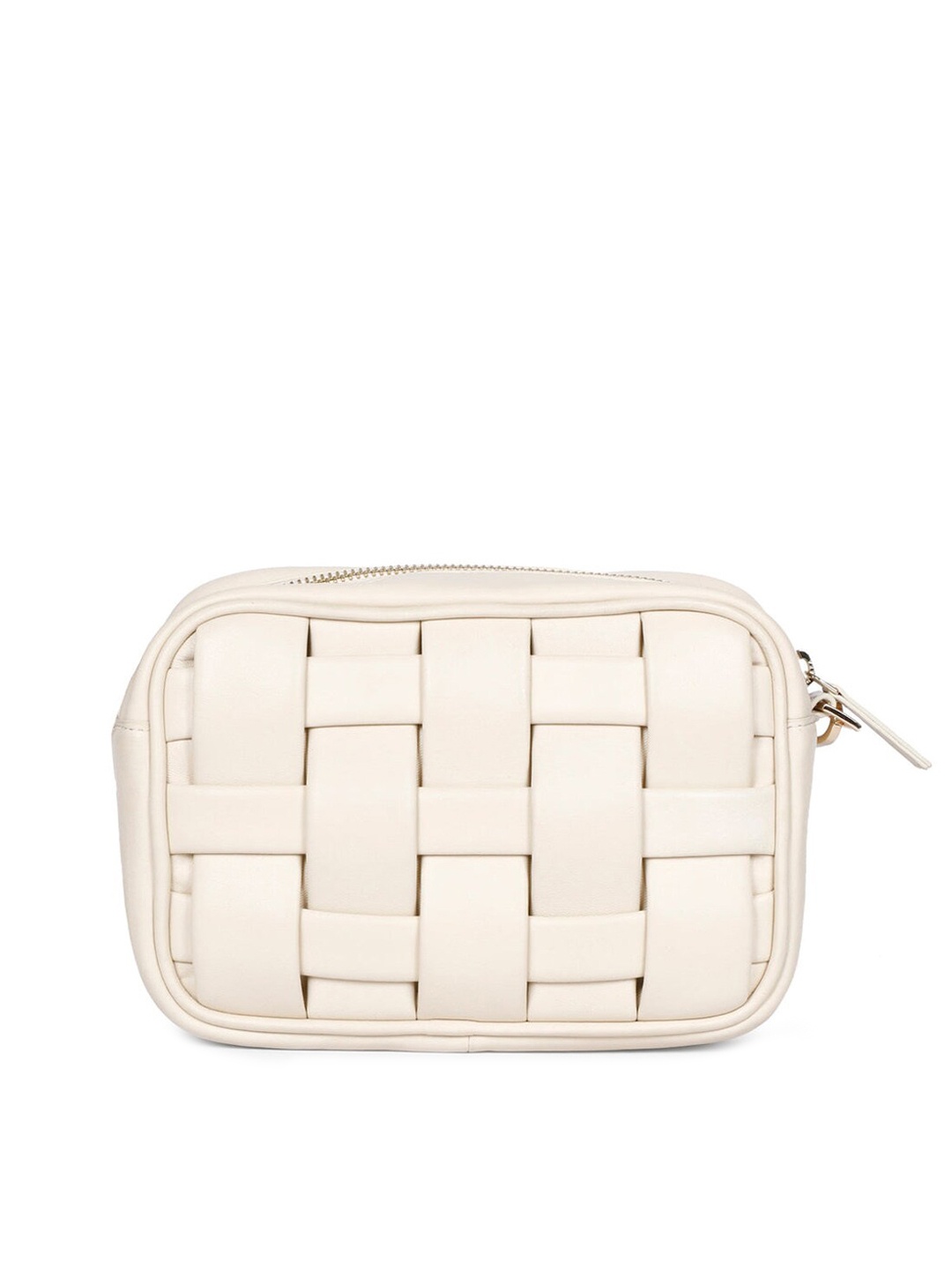 

Saint G Leather Structured Sling Bag With Quilted, Cream