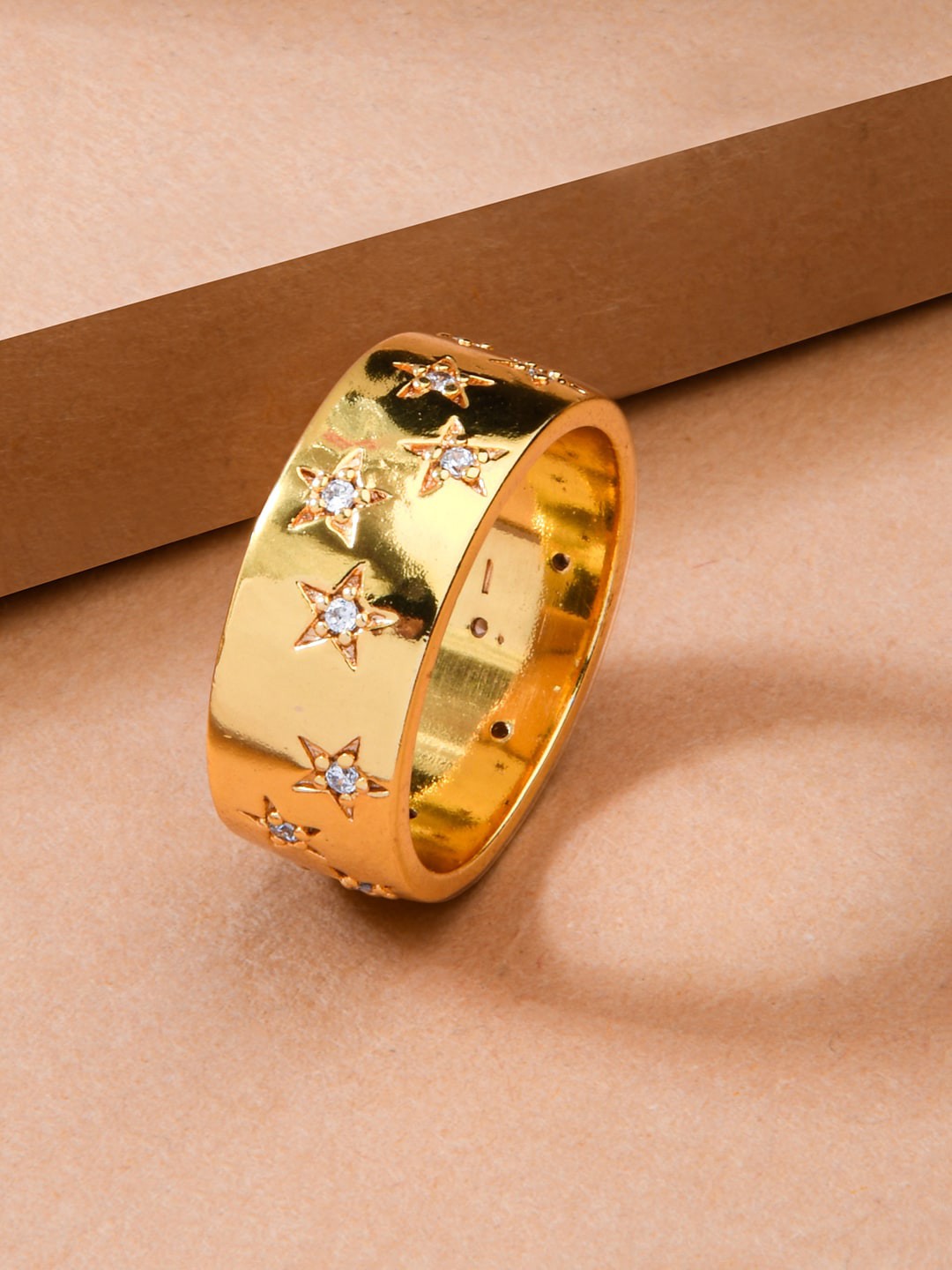 

Accessorize London Women 14K Gold Plated Z Star Set Chunky Ring
