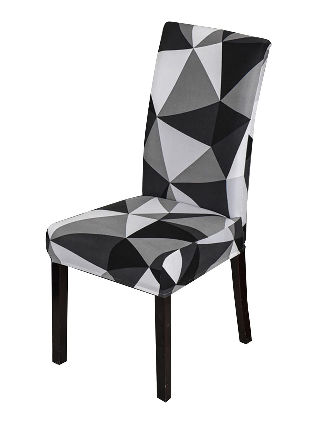 

HOUSE OF QUIRK Black & Grey Stretch Printed Removable Chair Cover