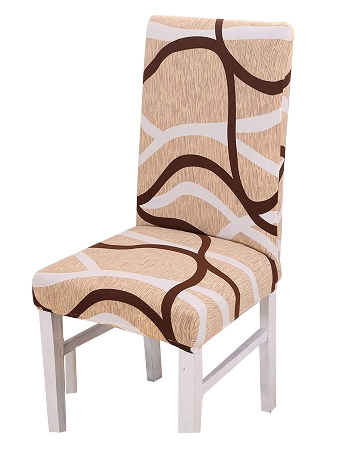 

HOUSE OF QUIRK Beige Printed Removable Chair Cover
