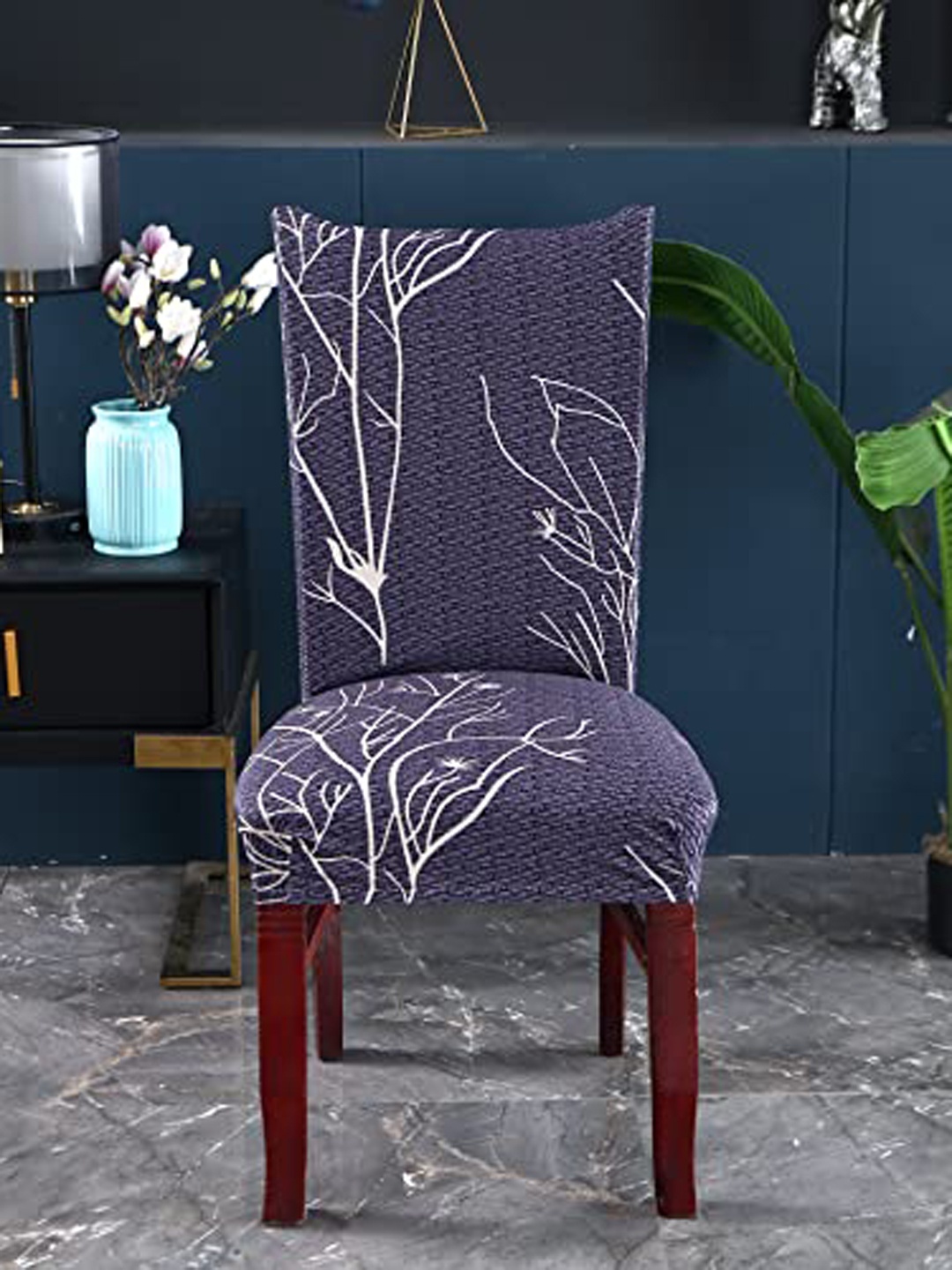 

House Of Quirk Grey Printed Removable Chair Cover