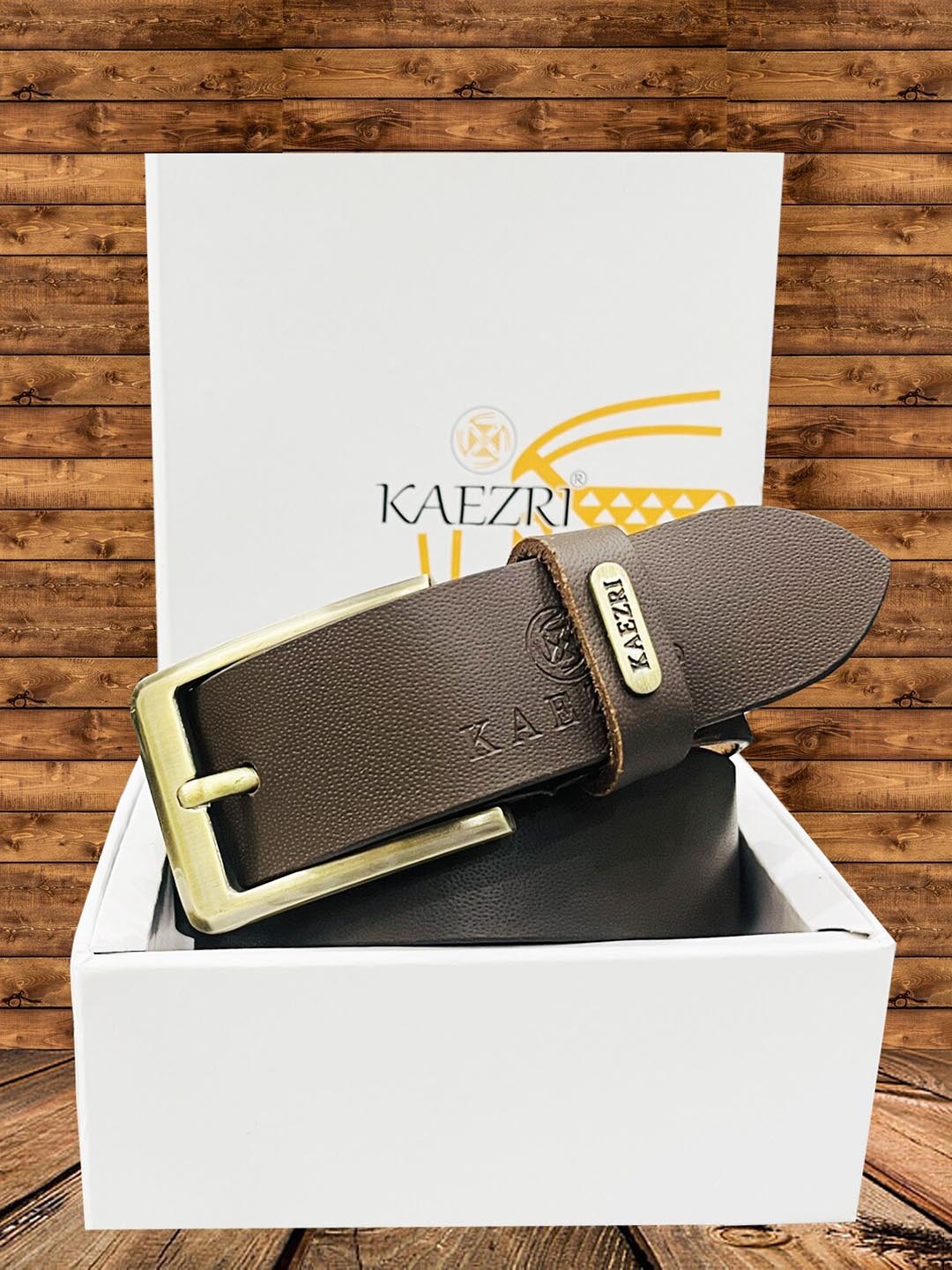 

KAEZRI Men Leather Formal Belt, Brown