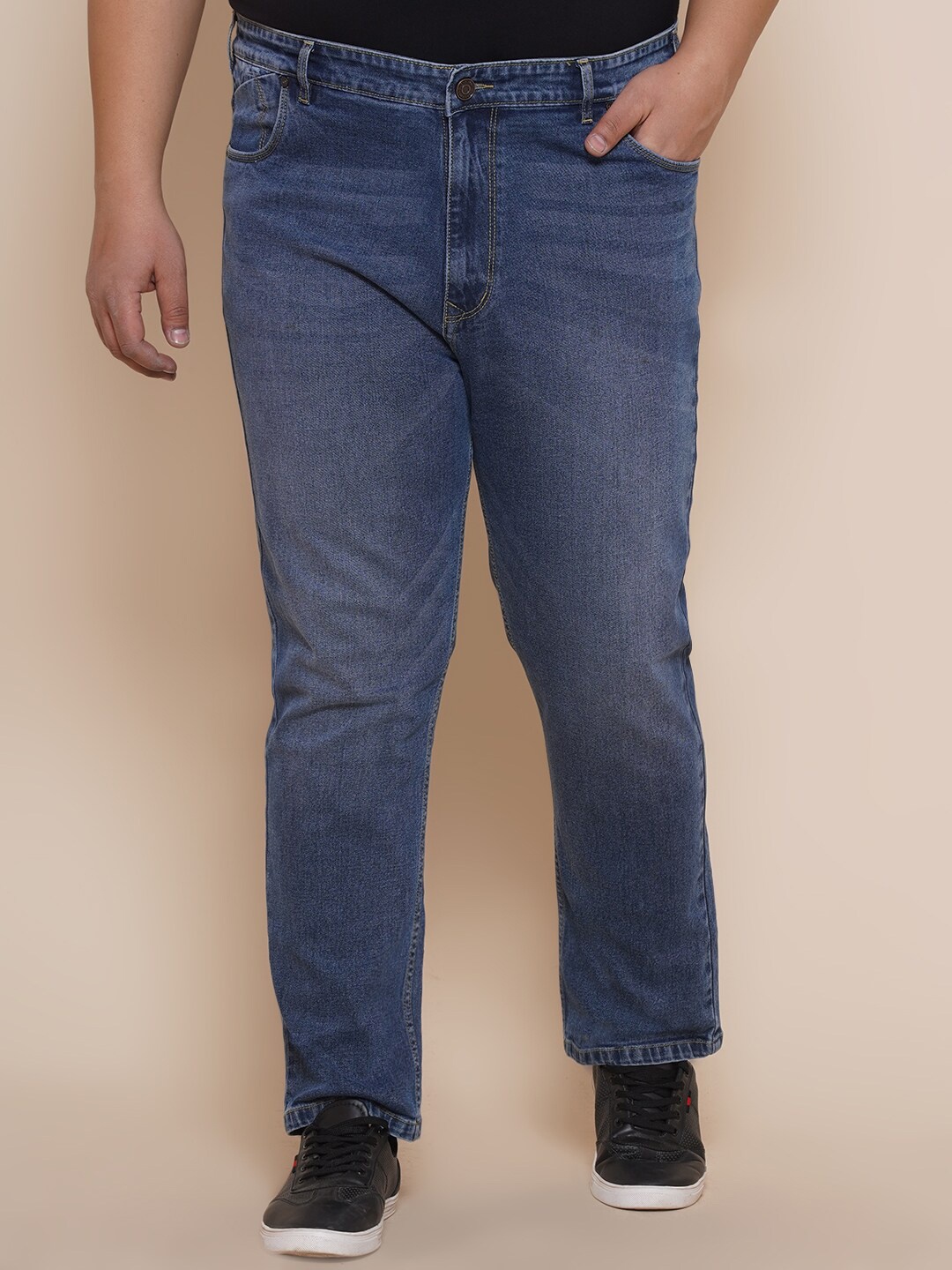 

John Pride Men Plus Size Regular Fit Stretchable Jeans, Navy blue