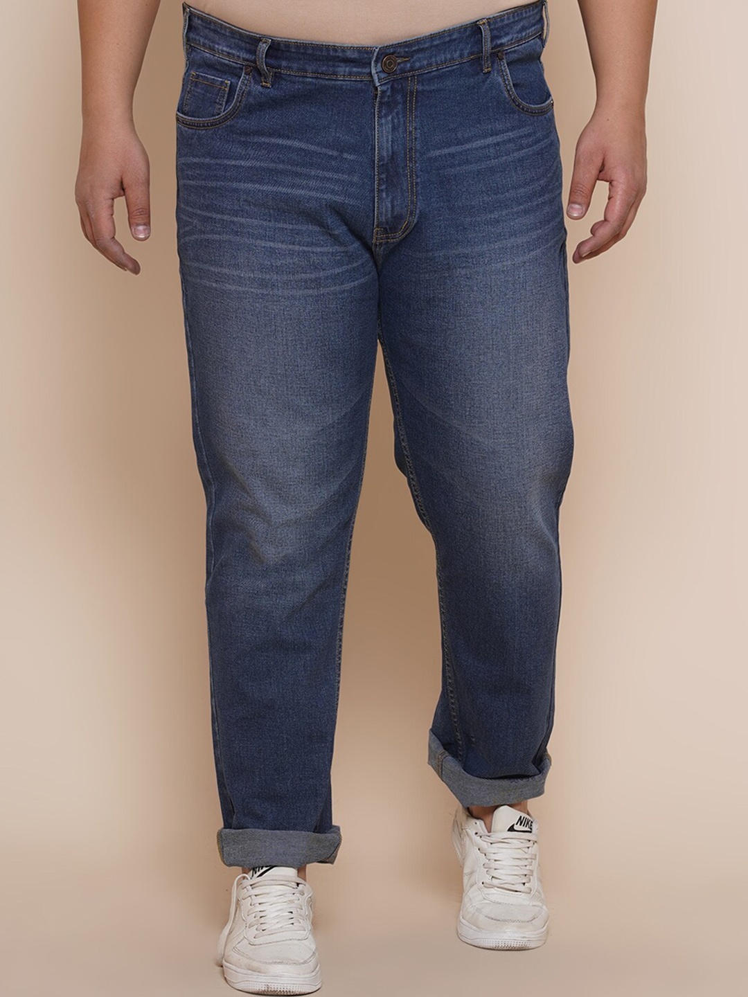 

John Pride Men Plus Size Cotton Light Fade Stretchable Jeans, Blue