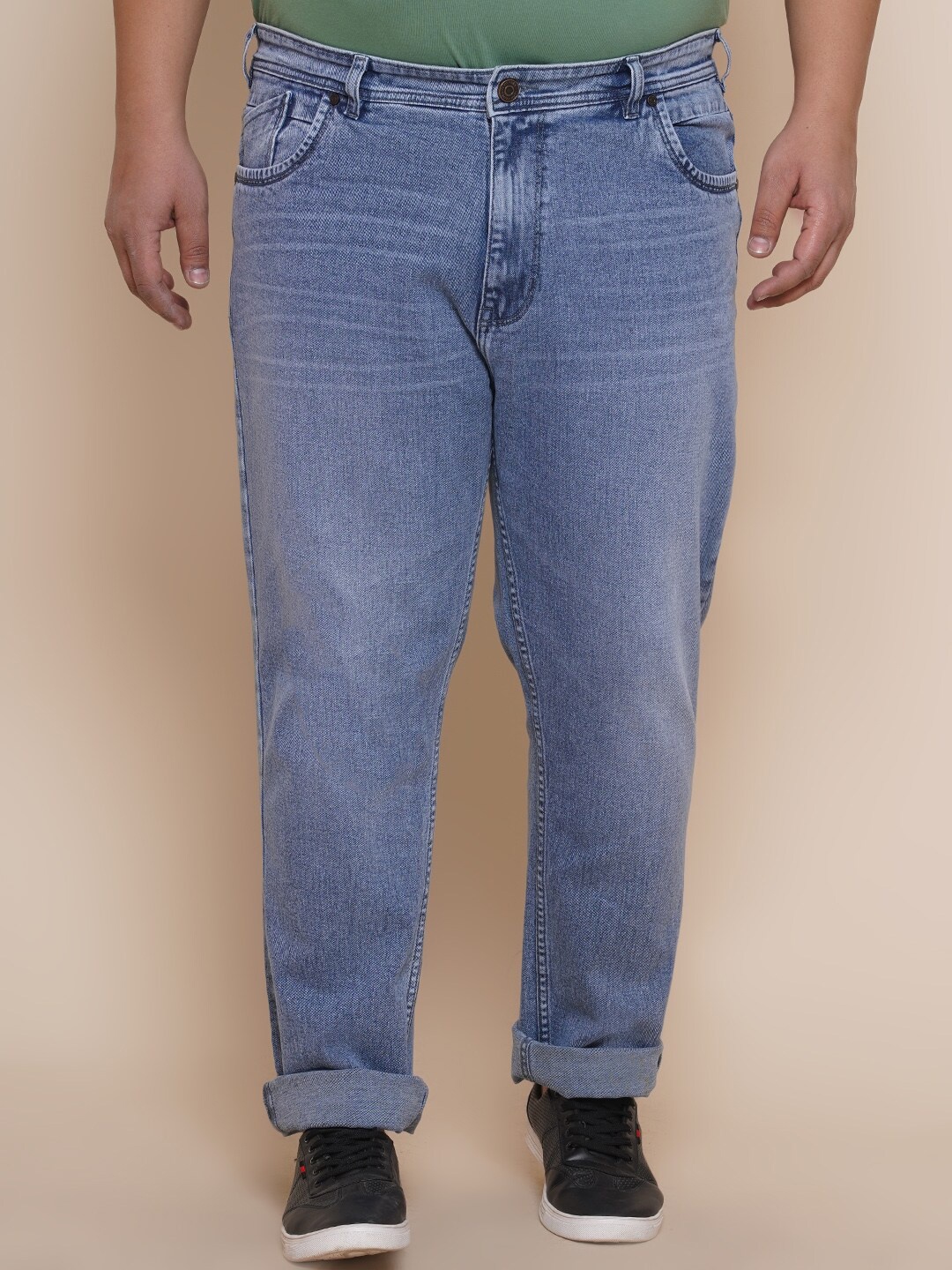John Pride Men Plus Size Cotton Heavy Fade Stretchable Jeans, Blue