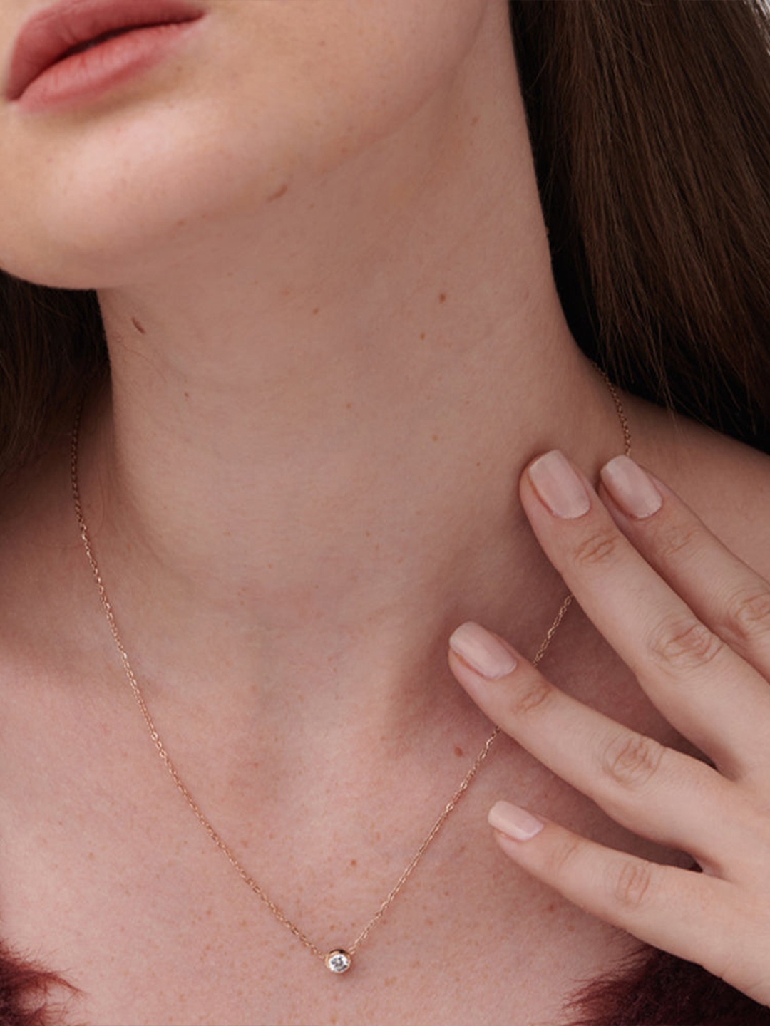 

PALMONAS 18k Rose Gold Plated Circle With Stone Necklace