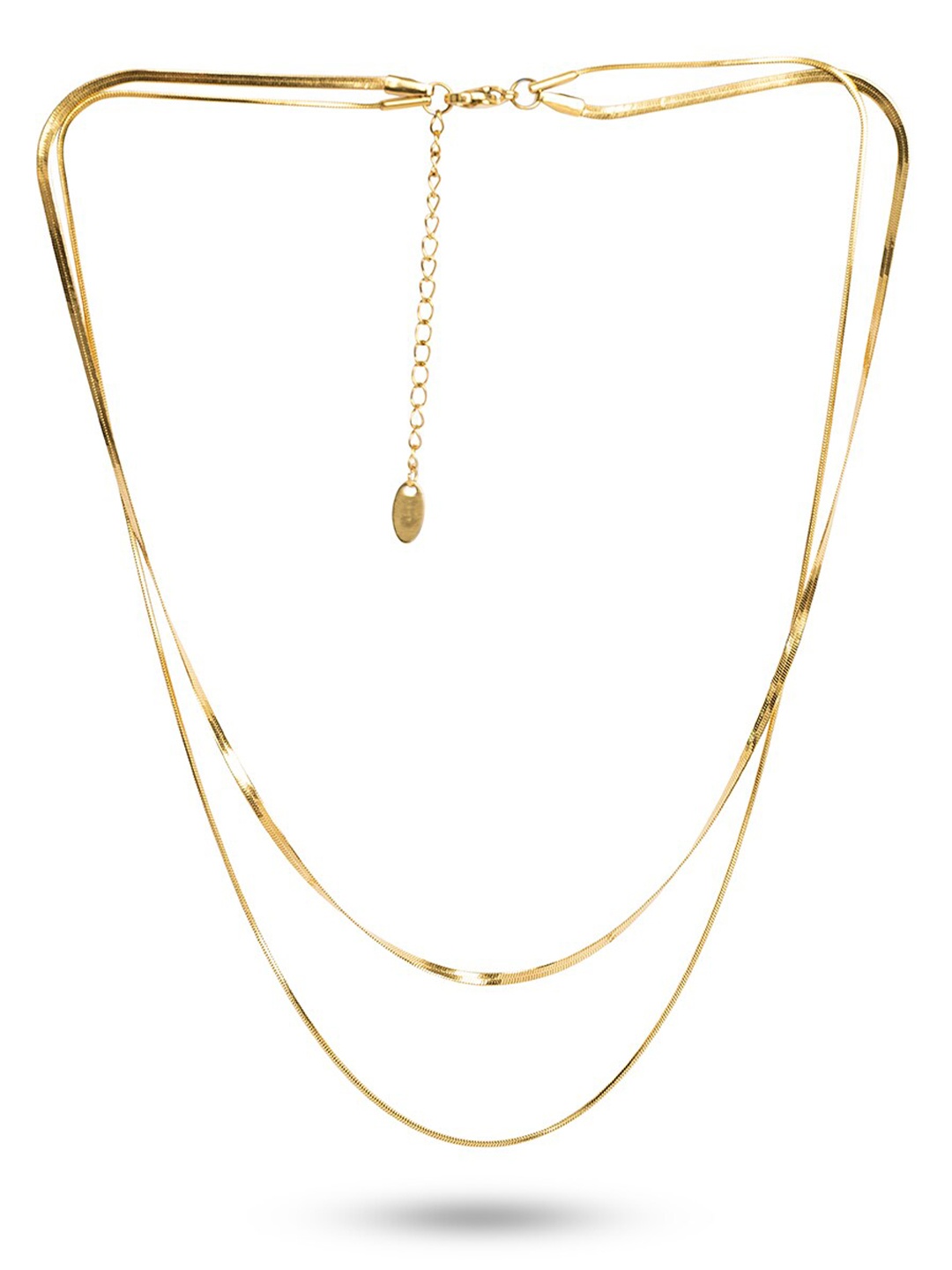 

PALMONAS 18k Gold Plated Plain Chain Two Layer Necklace