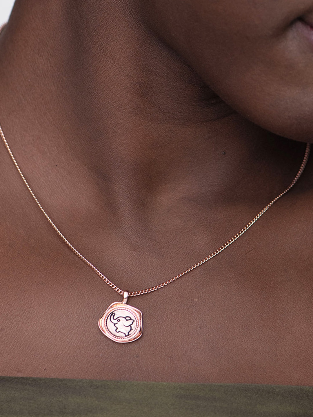 

PALMONAS 18k Rose Gold Plated Cute Elephant Necklace