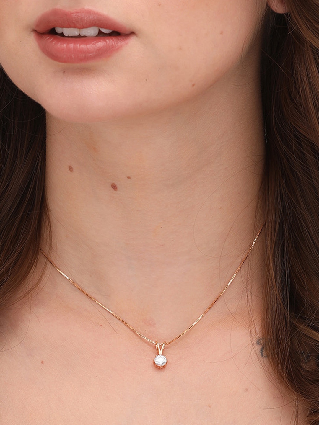 

PALMONAS Women Rose Gold-Plated Sterling Silver Necklace