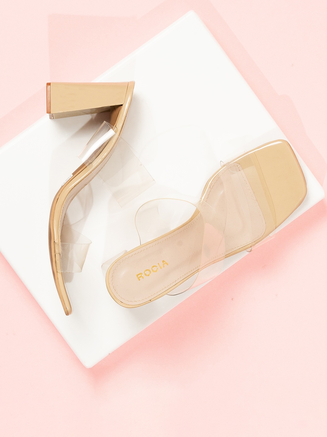

Rocia Square Toe Block Heels, Beige