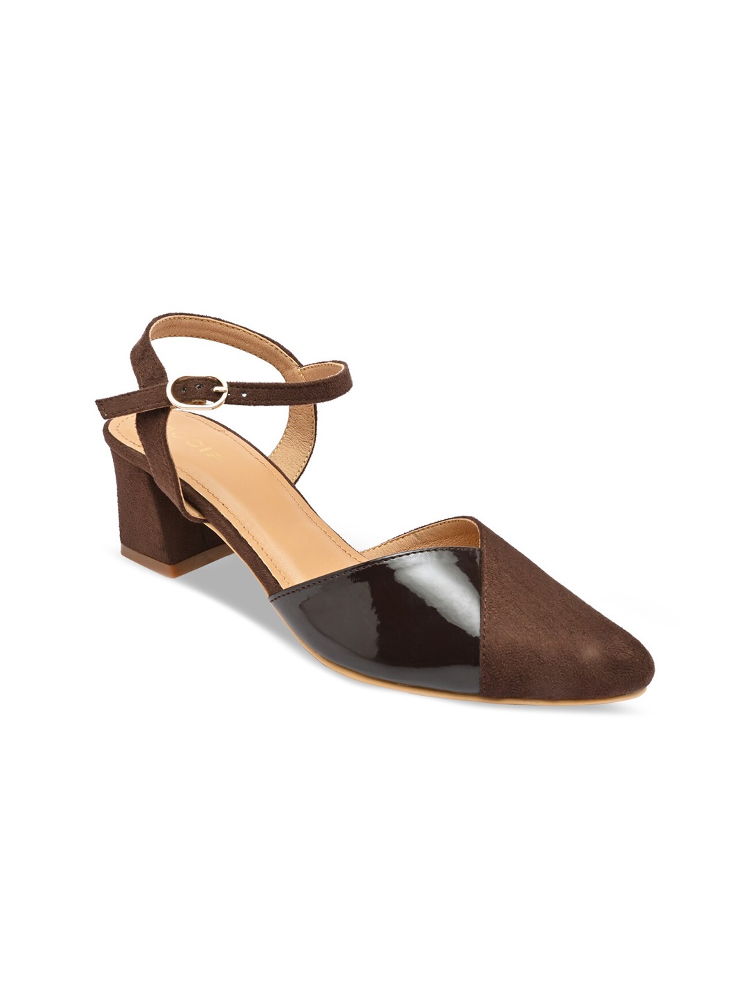 

Rocia Colourblocked Block Heels With Buckles, Brown