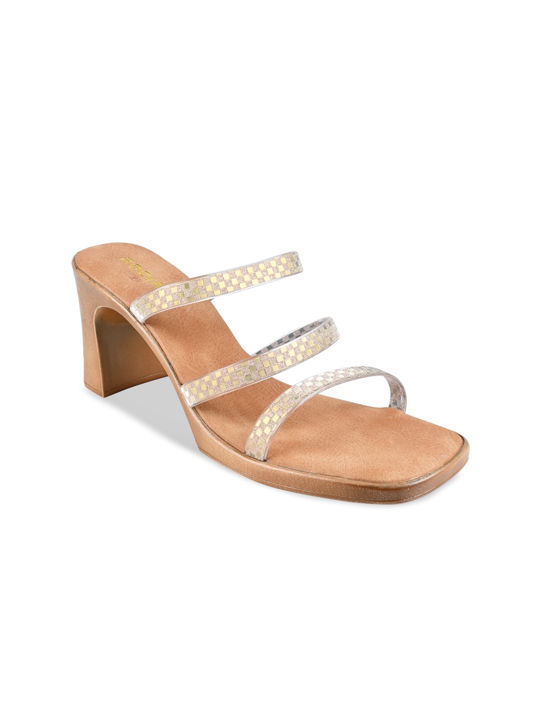

Rocia Textured Ethnic Block Heels, Gold