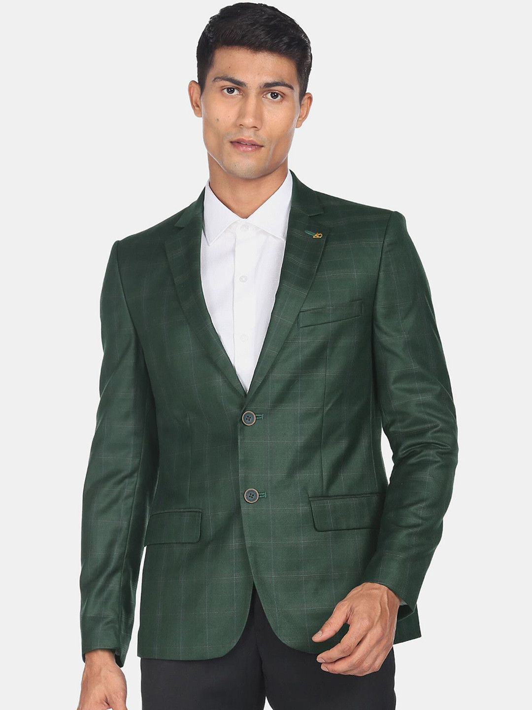

AD By Arvind Men Checked Single-Breasted Blazers, Green