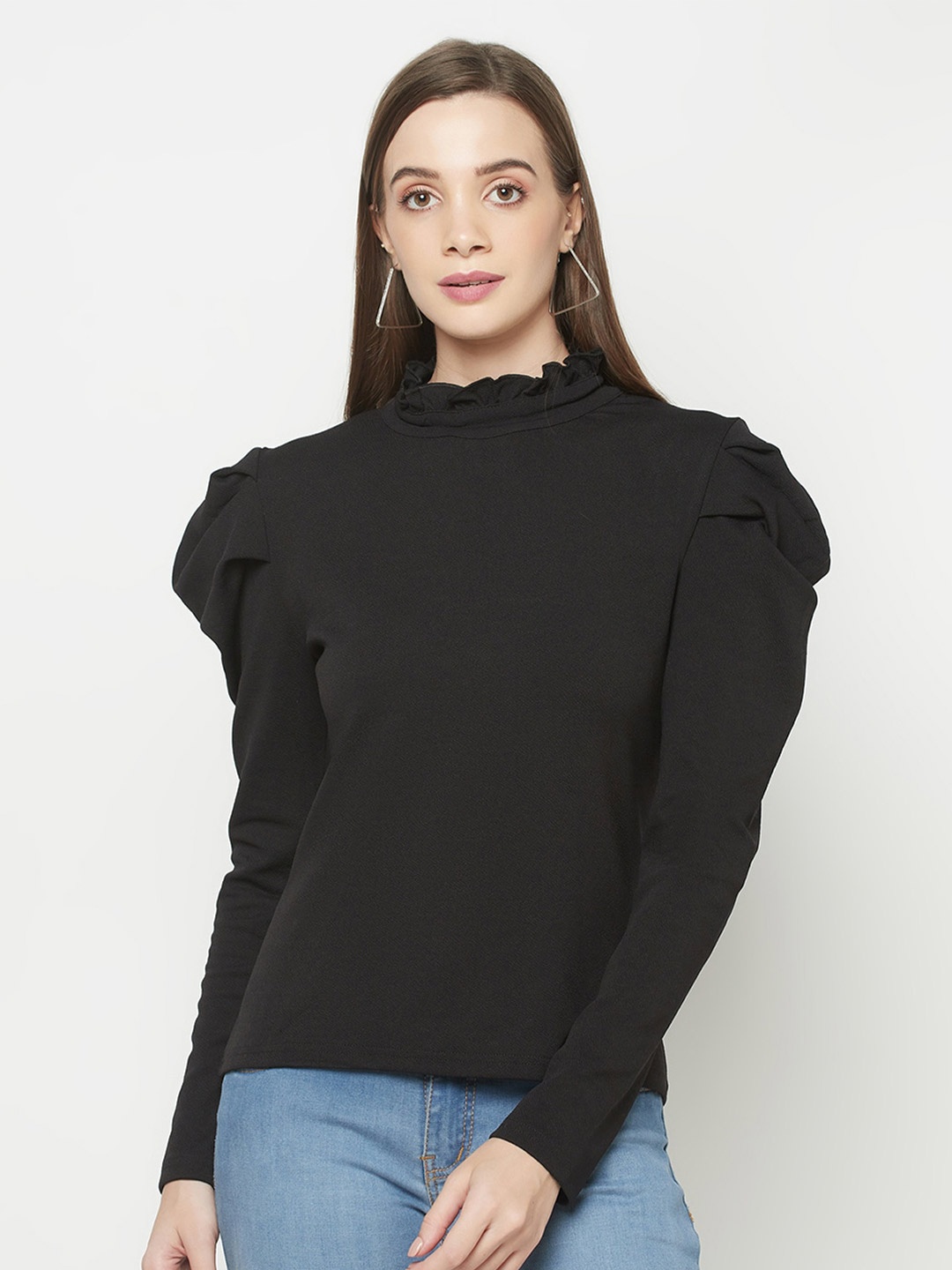 

Purple State Puff Sleeves Top, Black