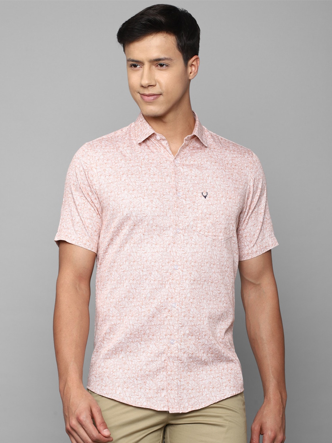 

Allen Solly Men Slim Fit Printed Casual Cotton Shirt, Pink