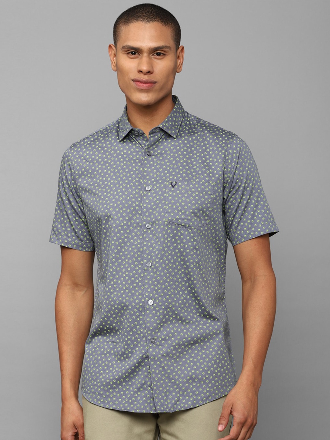 

Allen Solly Men Slim Fit Printed Casual Pure Cotton Shirt, Grey