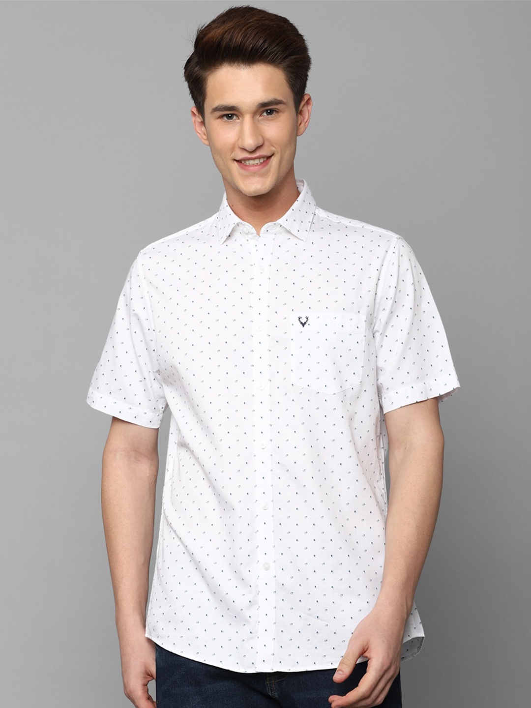 

Allen Solly Men Slim Fit Printed Casual Pure Cotton Shirt, White