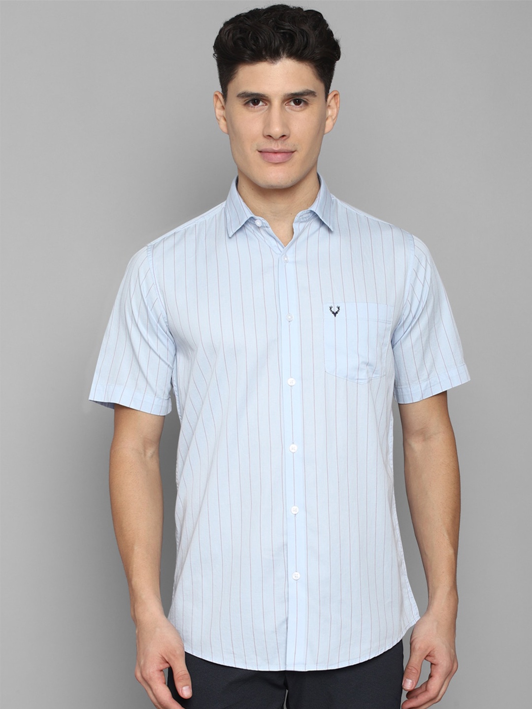 

Allen Solly Men Slim Fit Striped Pure Cotton Casual Shirt, Blue