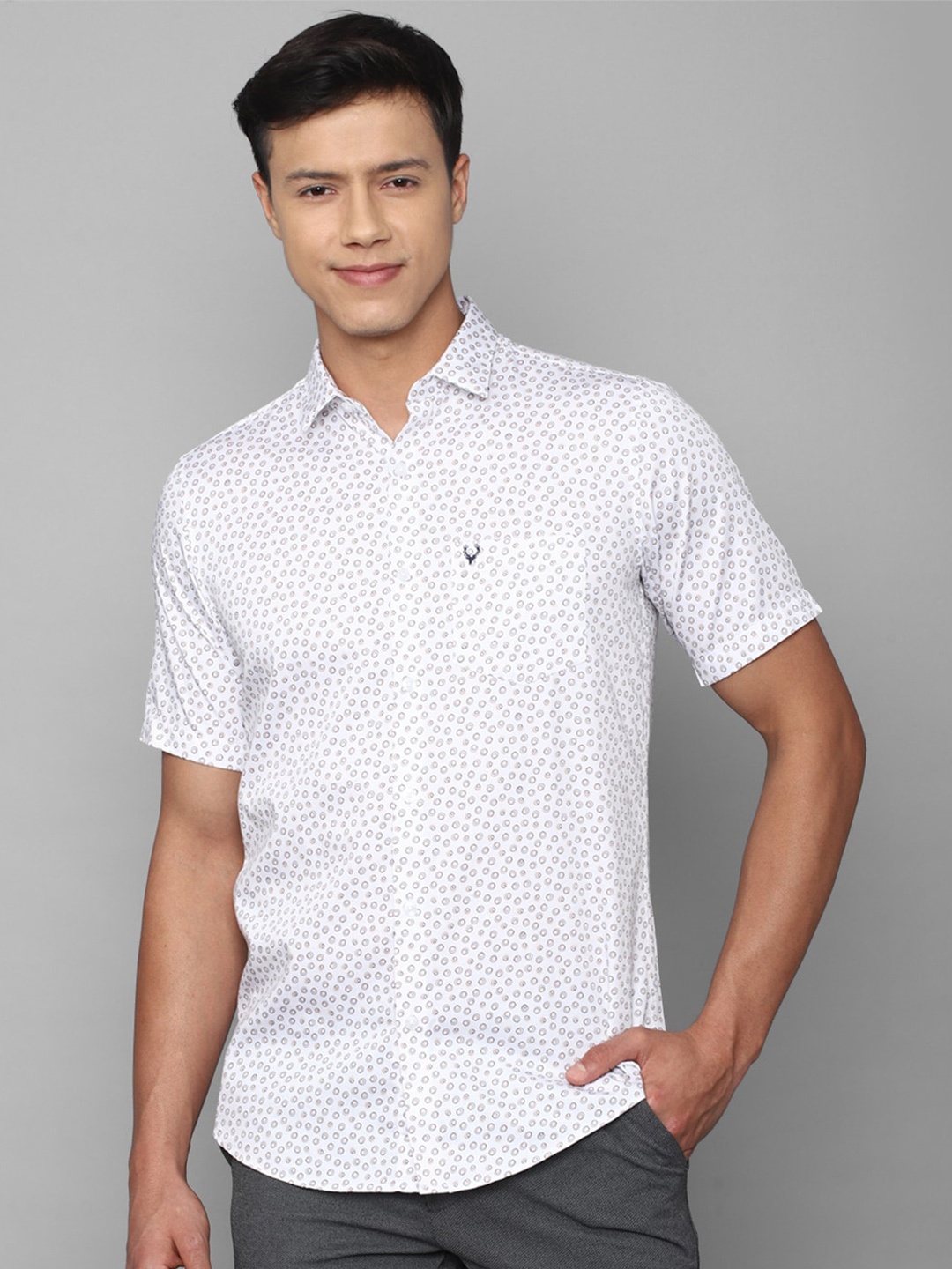 

Allen Solly Men Slim Fit Printed Pure Cotton Casual Shirt, White