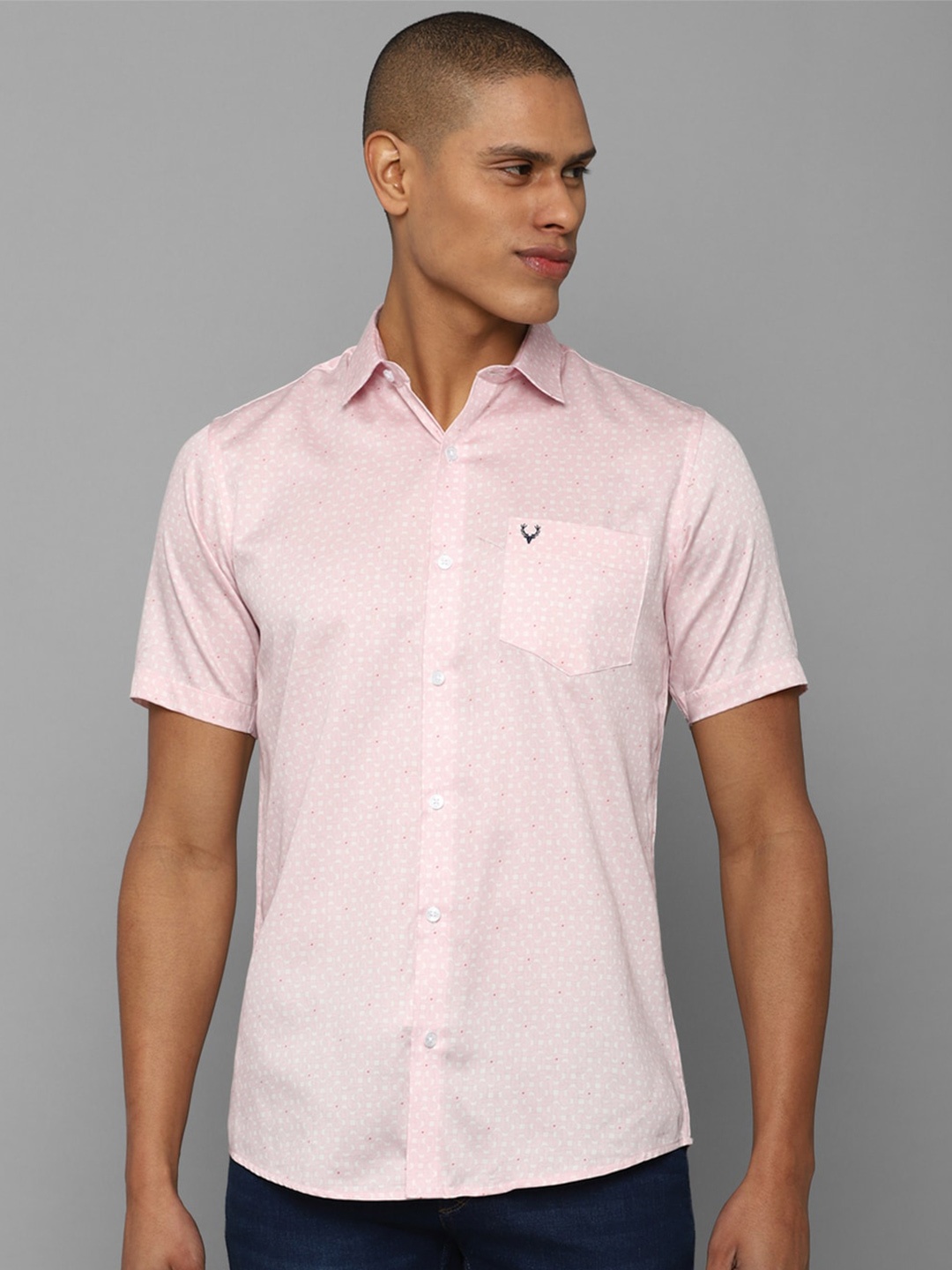 

Allen Solly Men Slim Fit Printed Pure Cotton Casual Shirt, Pink