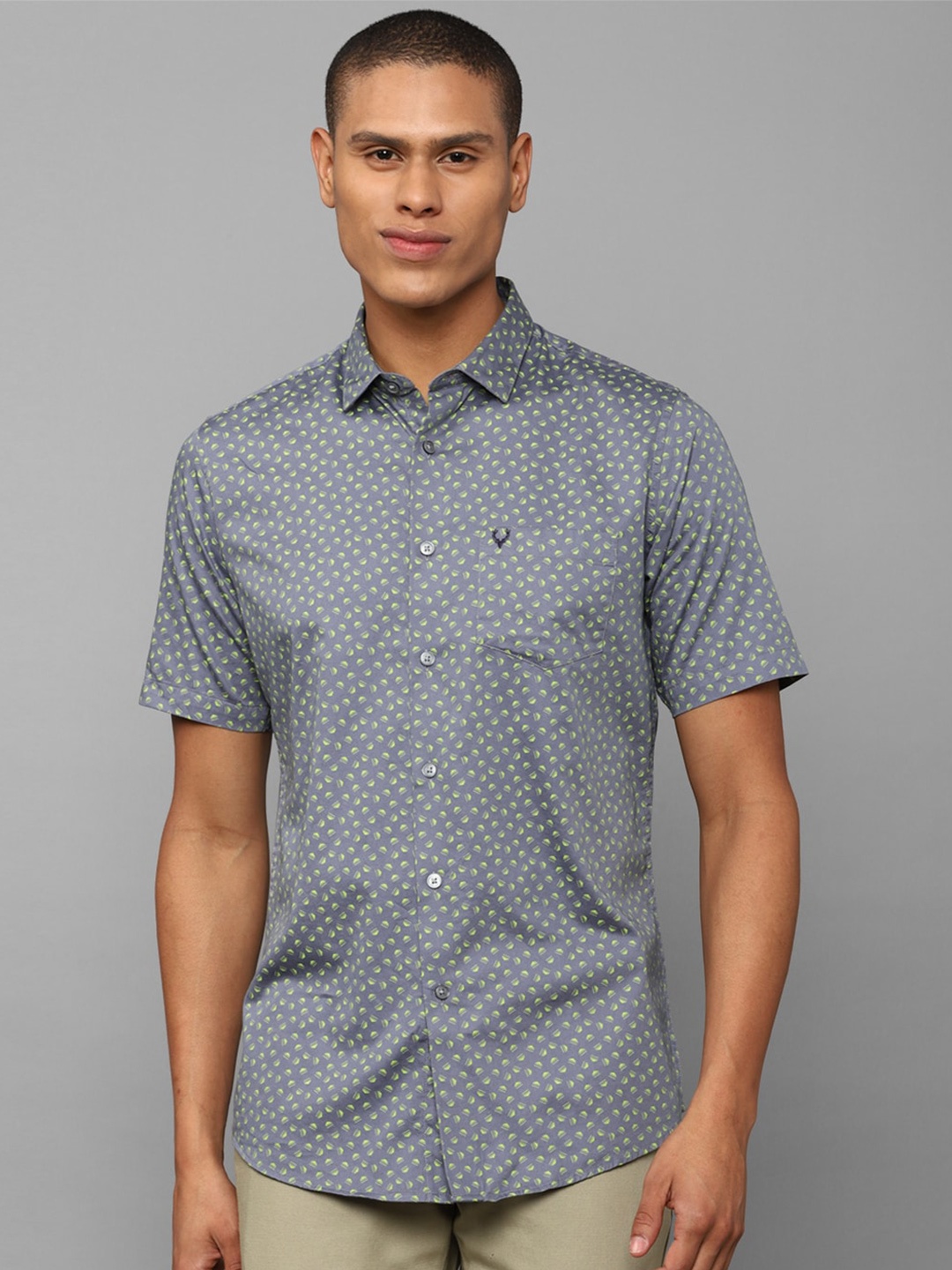 

Allen Solly Men Slim Fit Printed Casual Cotton Shirt, Grey