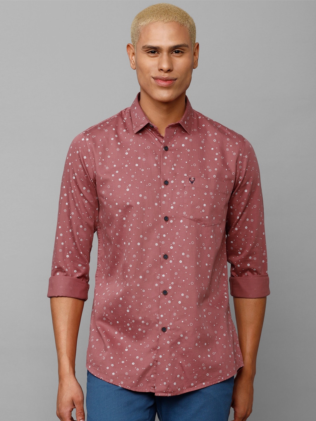 

Allen Solly Men Slim Fit Printed Casual Cotton Shirt, Pink