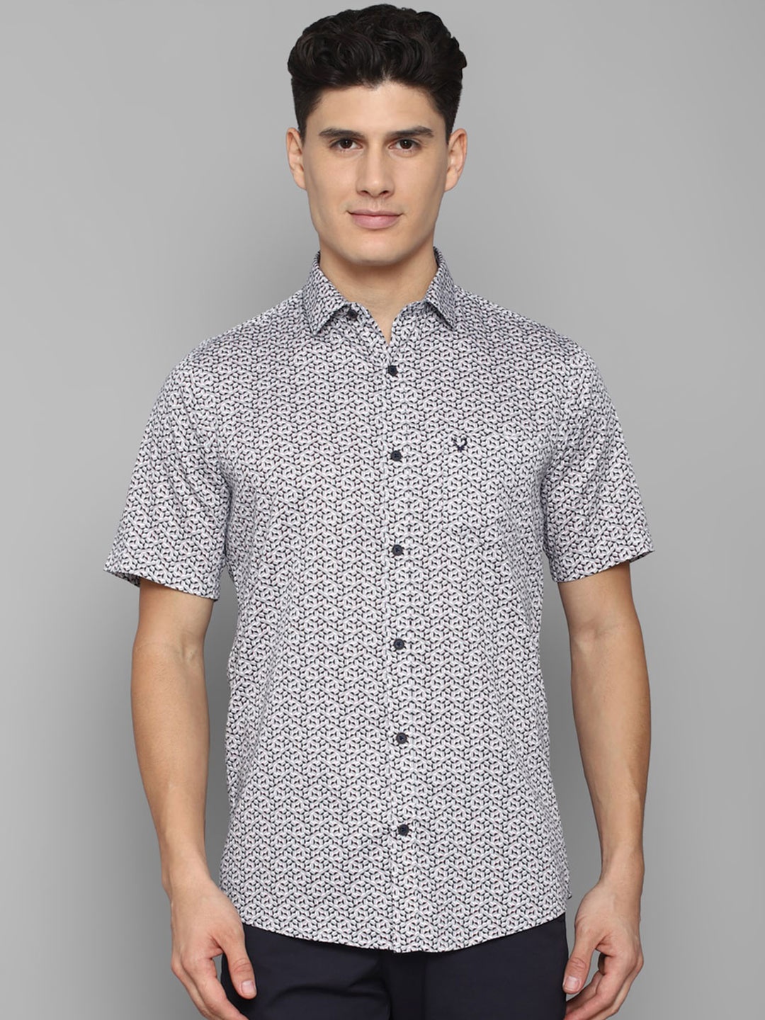 

Allen Solly Men Slim Fit Abstract Printed Casual Pure Cotton Shirt, Grey