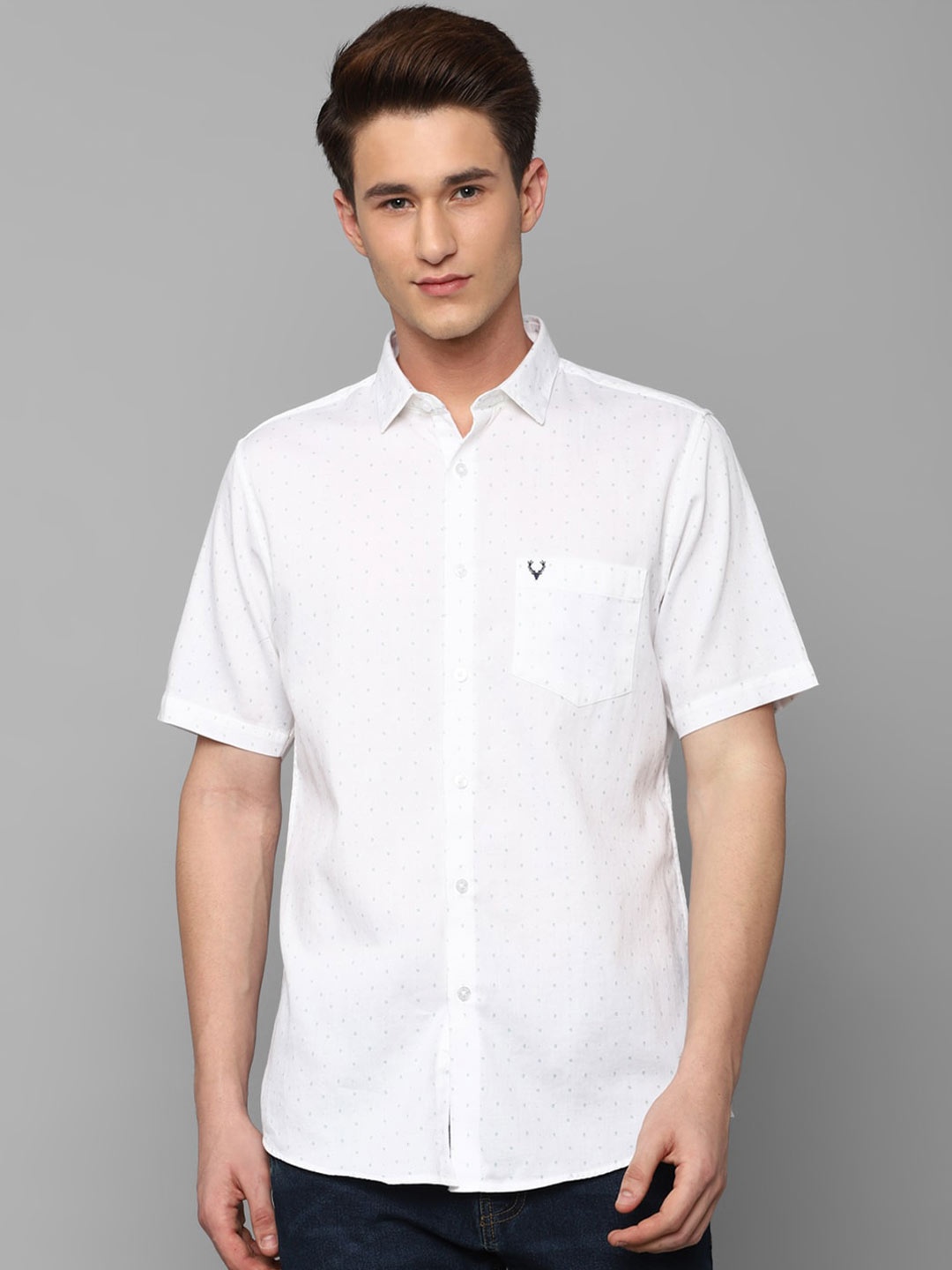 

Allen Solly Men Slim Fit Printed Casual Cotton Shirt, White