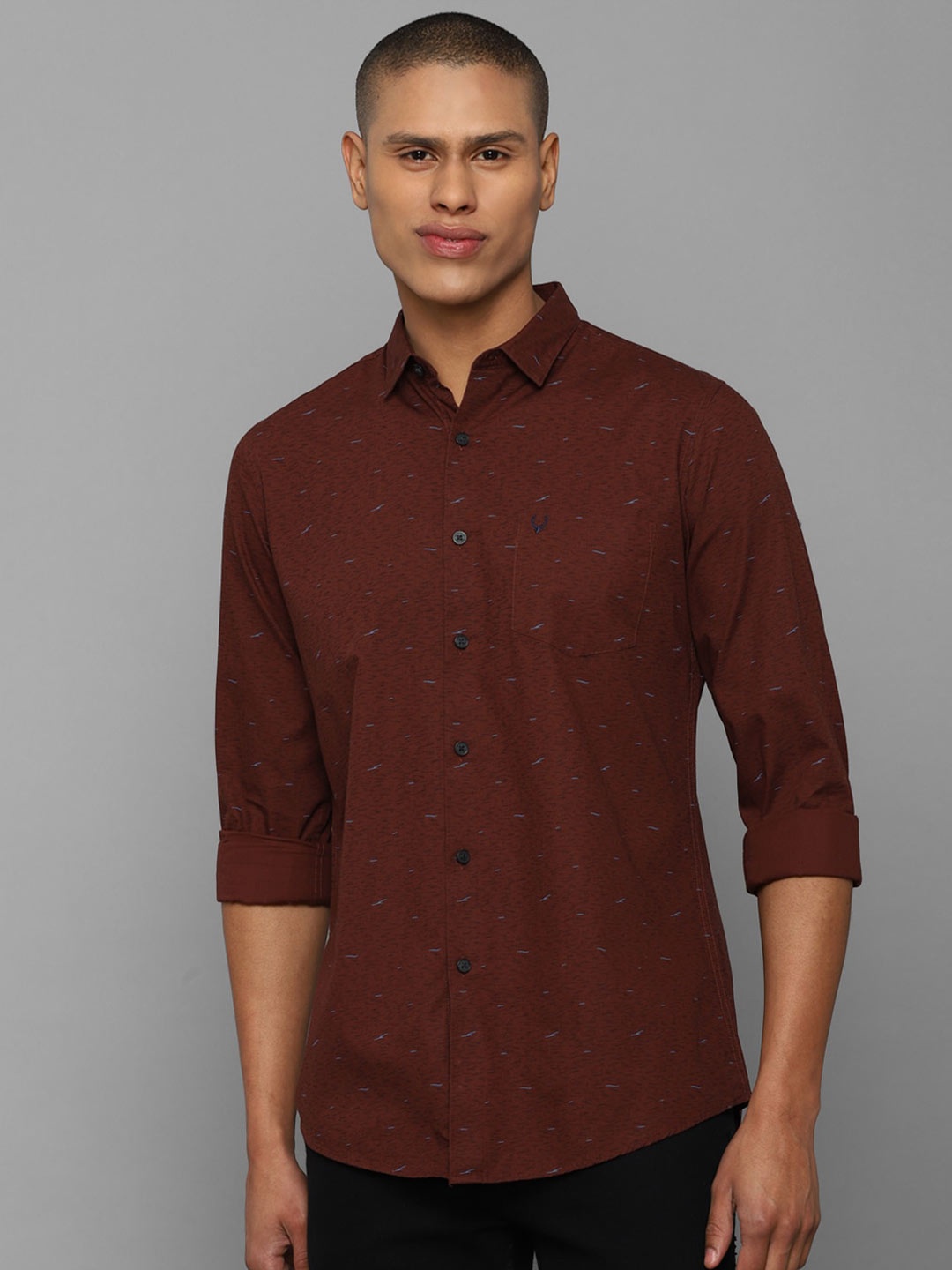 

Allen Solly Men Slim Fit Printed Casual Cotton Shirt, Brown