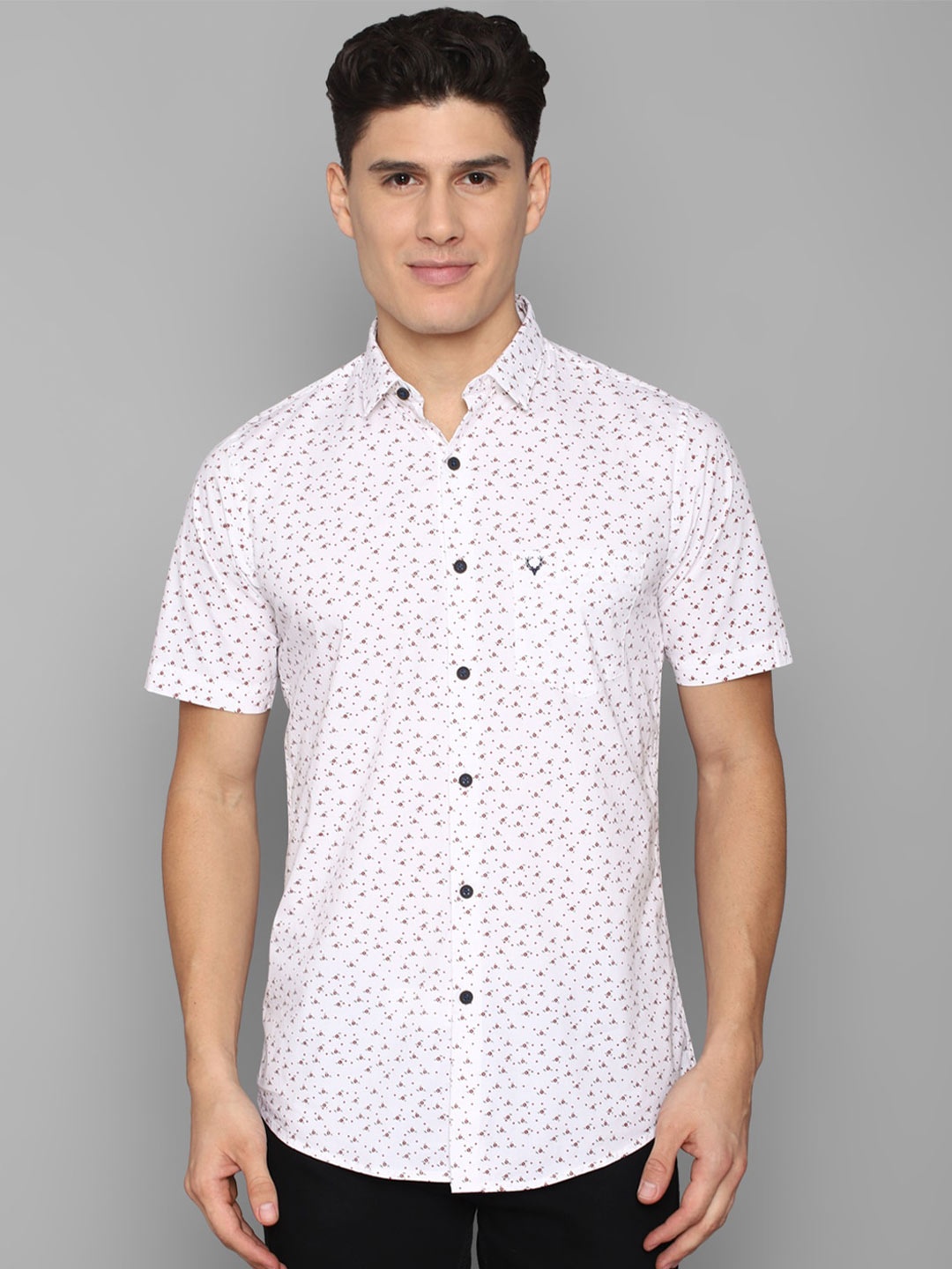 

Allen Solly Men Slim Fit Micro Ditsy Printed Cotton Casual Shirt, White