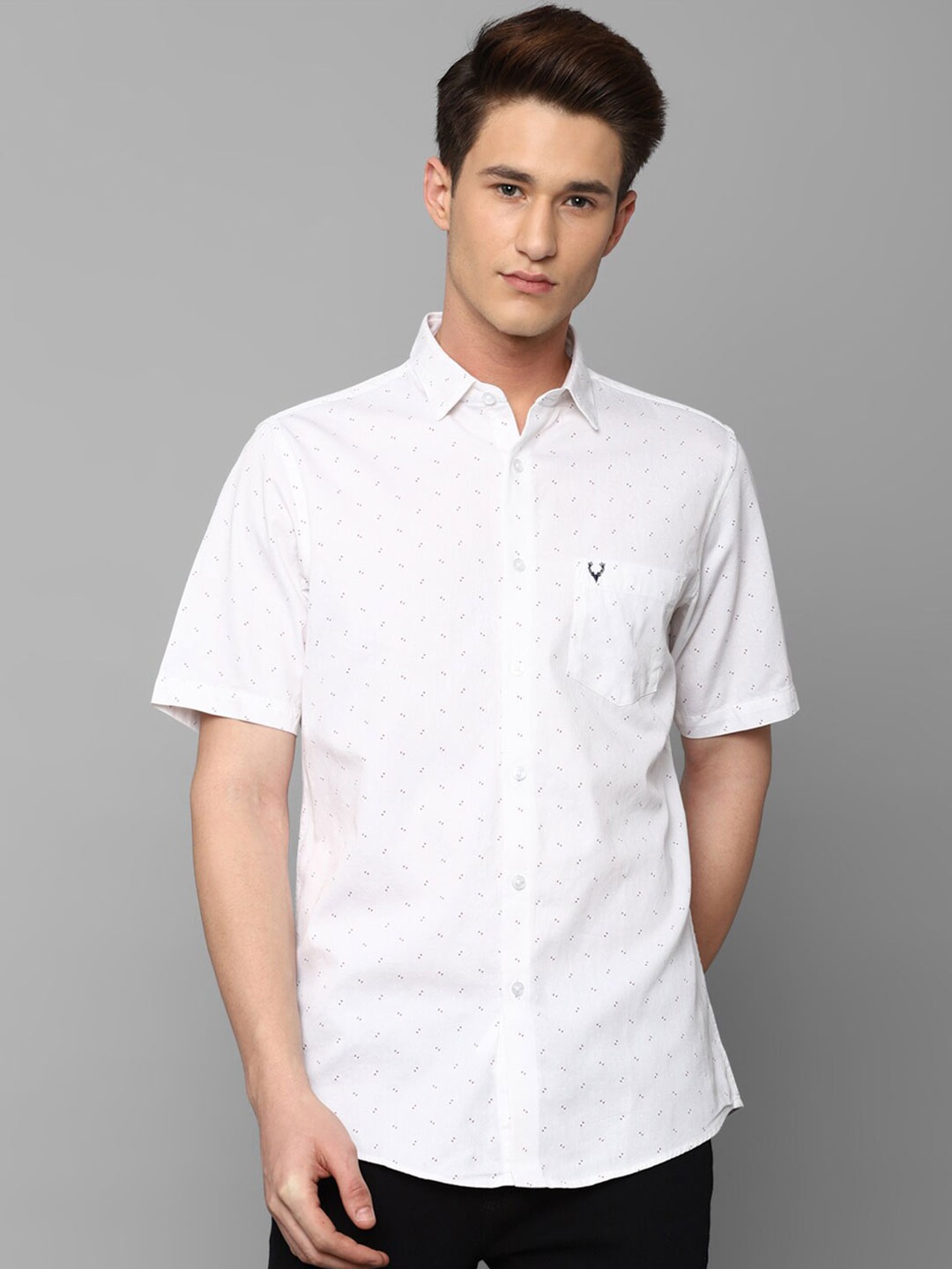 

Allen Solly Men Slim Fit Printed Casual Cotton Shirt, White