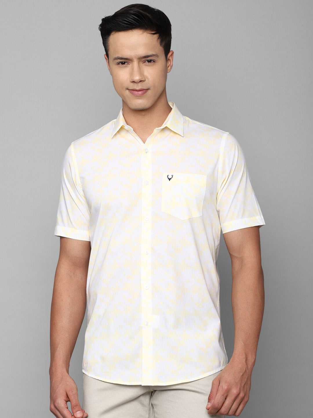 

Allen Solly Men Slim Fit Printed Casual Cotton Shirt, Cream