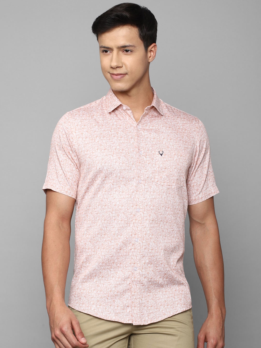 

Allen Solly Men Slim Fit Printed Casual Cotton Shirt, Pink