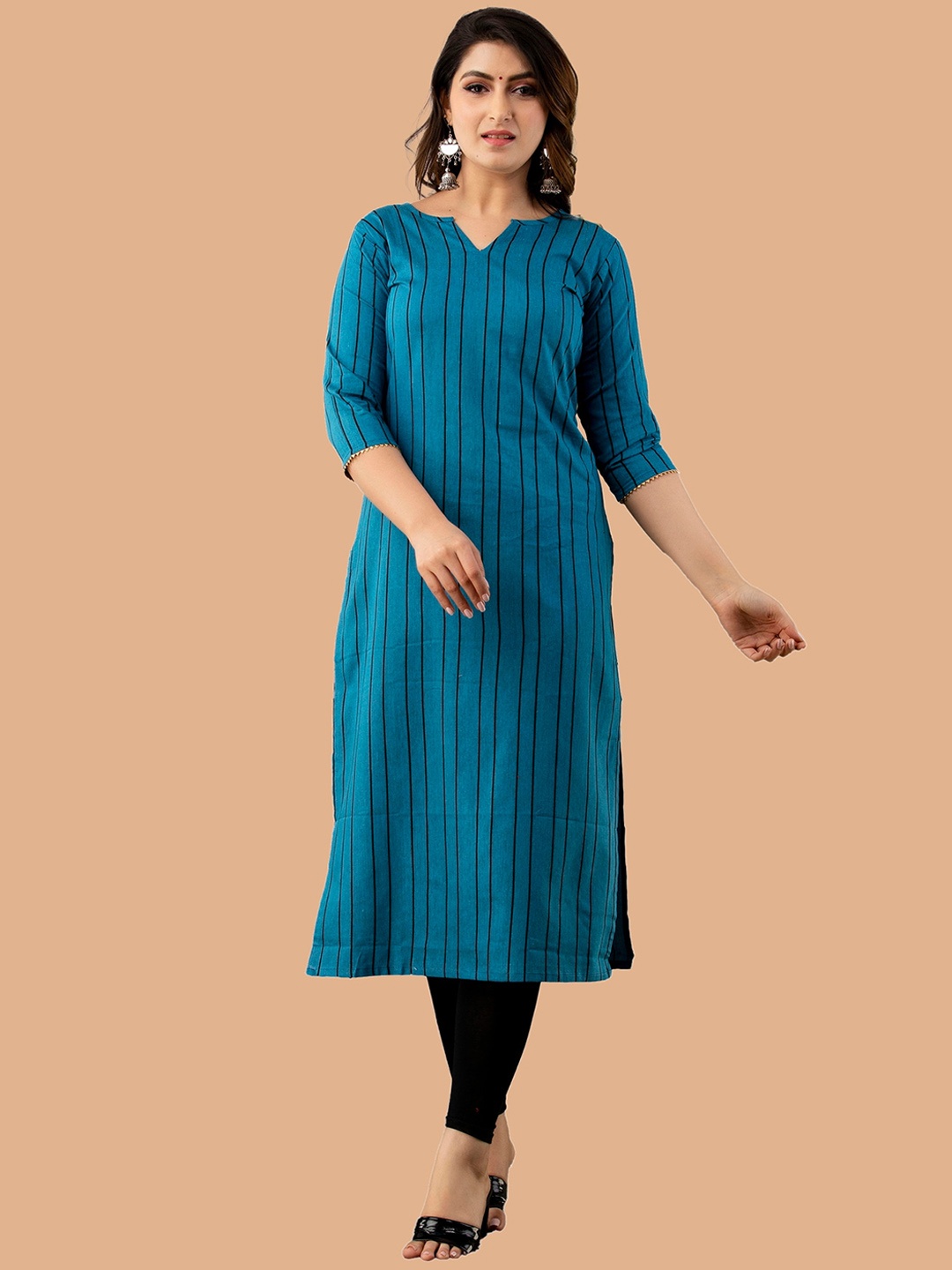 

KALINI Women Striped Handloom Kurta, Blue