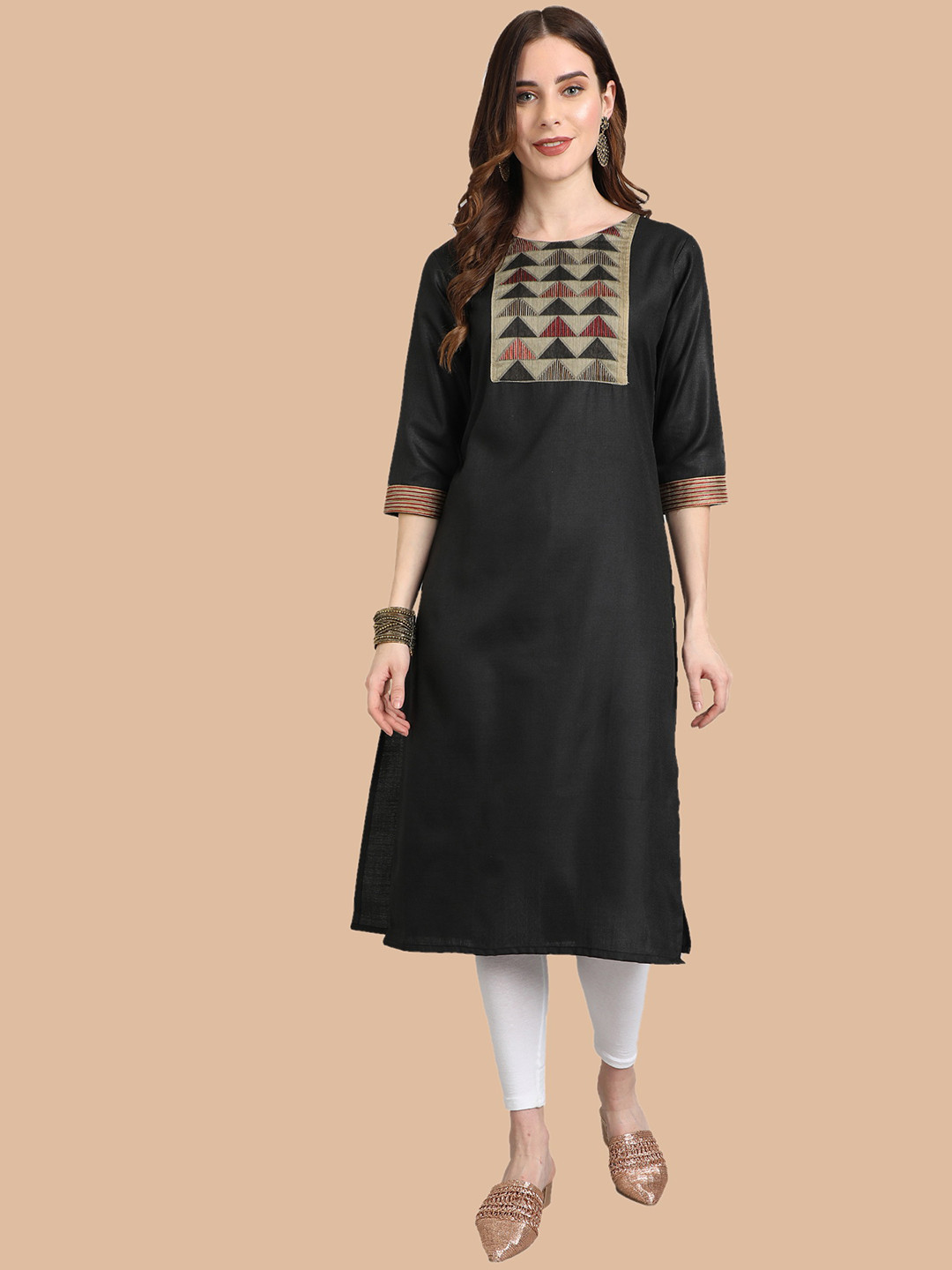 

KALINI Yoke Design Kurta, Black