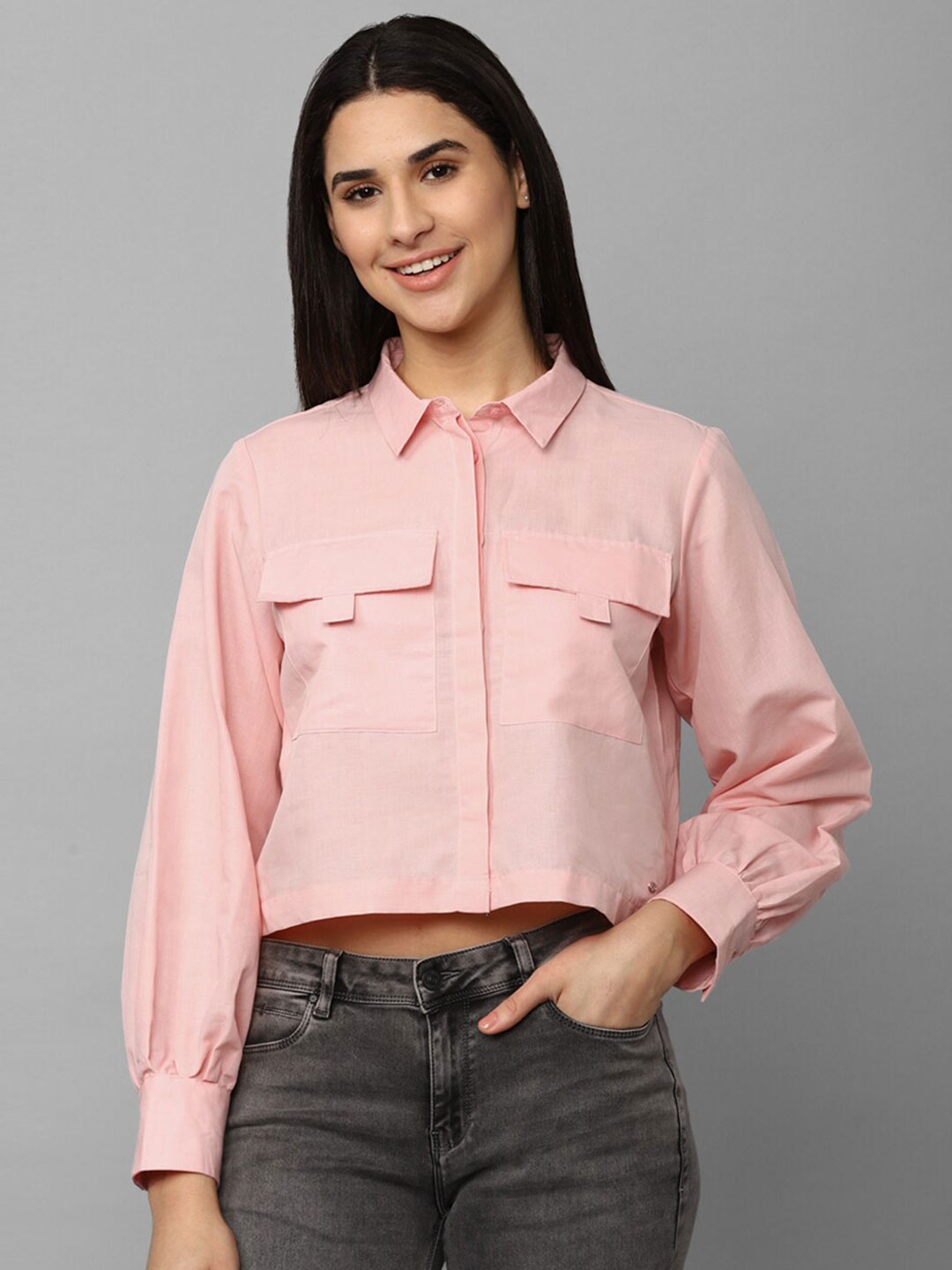 

Allen Solly Woman Women Spread Collar Casual Shirt, Peach