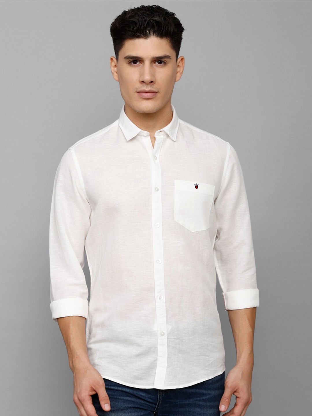 

Louis Philippe Jeans Men Slim Fit Linen Casual Shirt, White