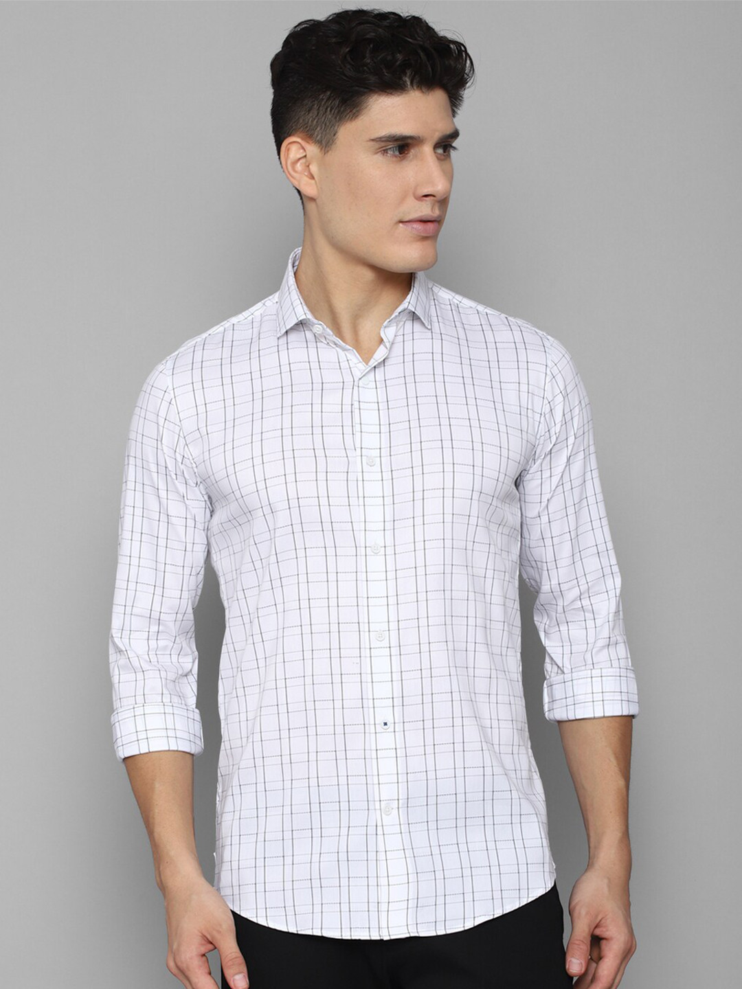 

Louis Philippe Sport Men Slim Fit Grid Tattersall Checked Casual Pure Cotton Shirt, White
