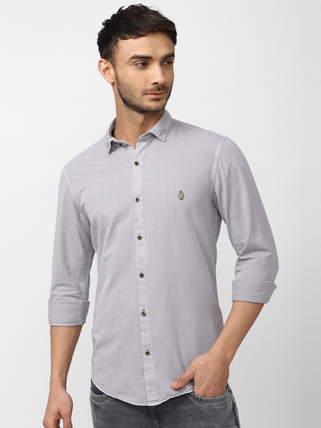 

Peter England Casuals Men Slim Fit Casual Pure Cotton Shirt, Grey