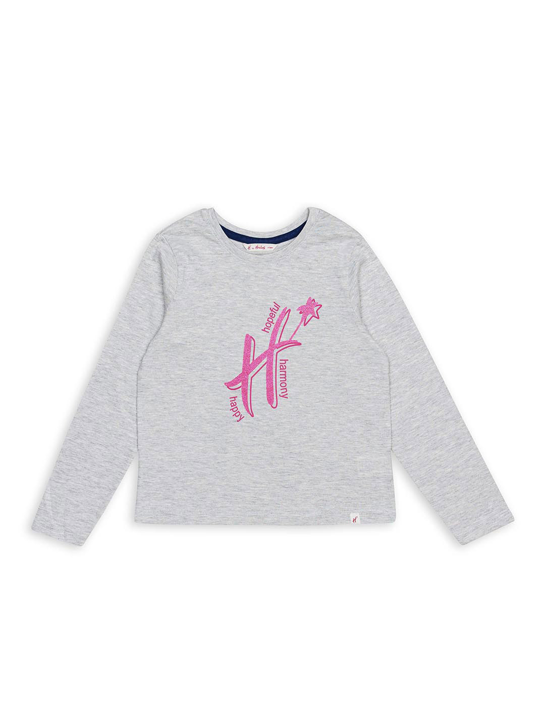 

H By Hamleys Girls Typography Printed Cotton T-shirt, Grey