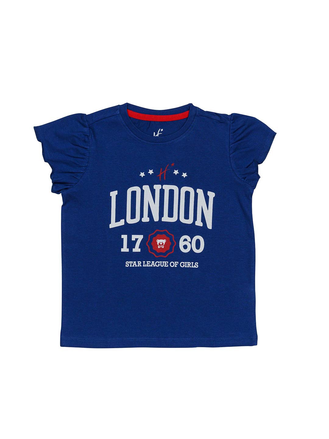 

H By Hamleys Girls Typography Printed Cotton T-shirt, Navy blue