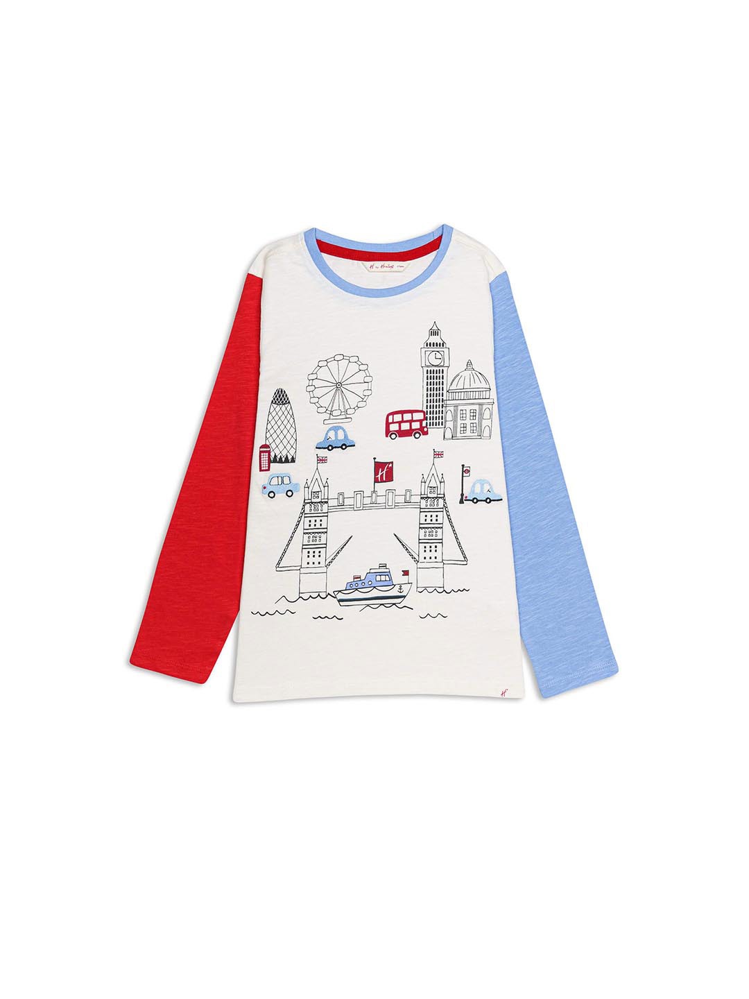 

H By Hamleys Boys Conversational Printed Cotton T-shirt, Off white