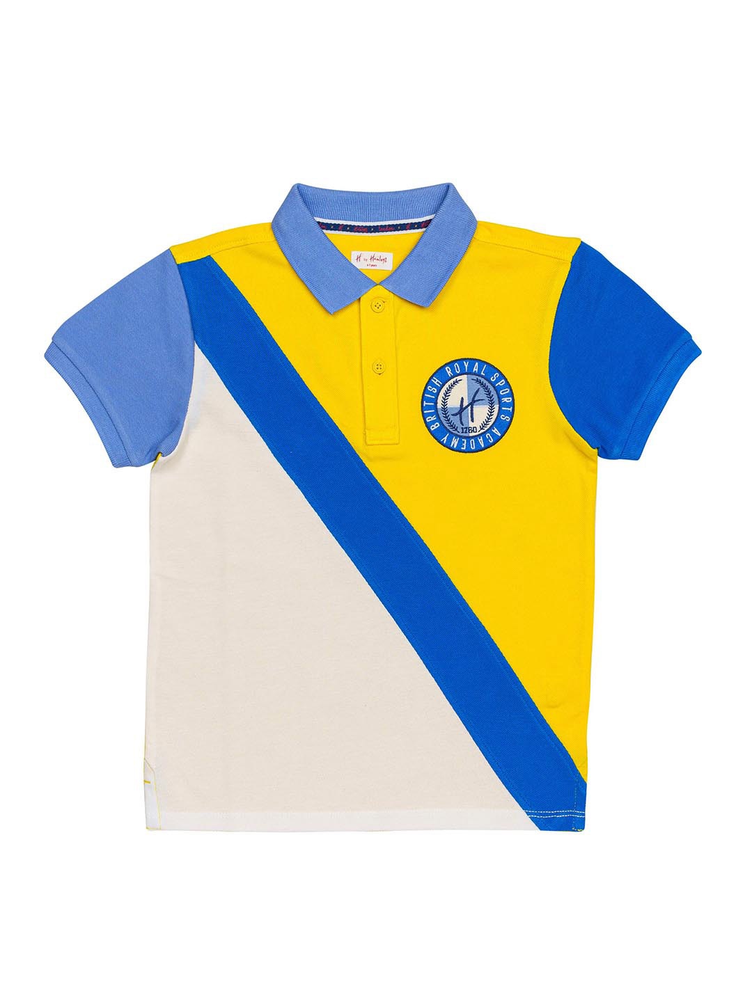 

H By Hamleys Boys Colourblocked Polo Collar Cotton T-shirt, Yellow